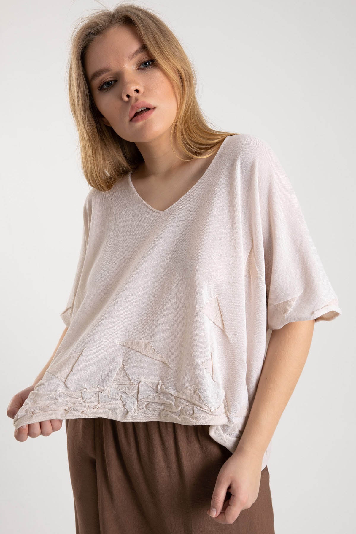 Crea Concept V Yaka Kreş Detaylı Bluz-Libas Trendy Fashion Store