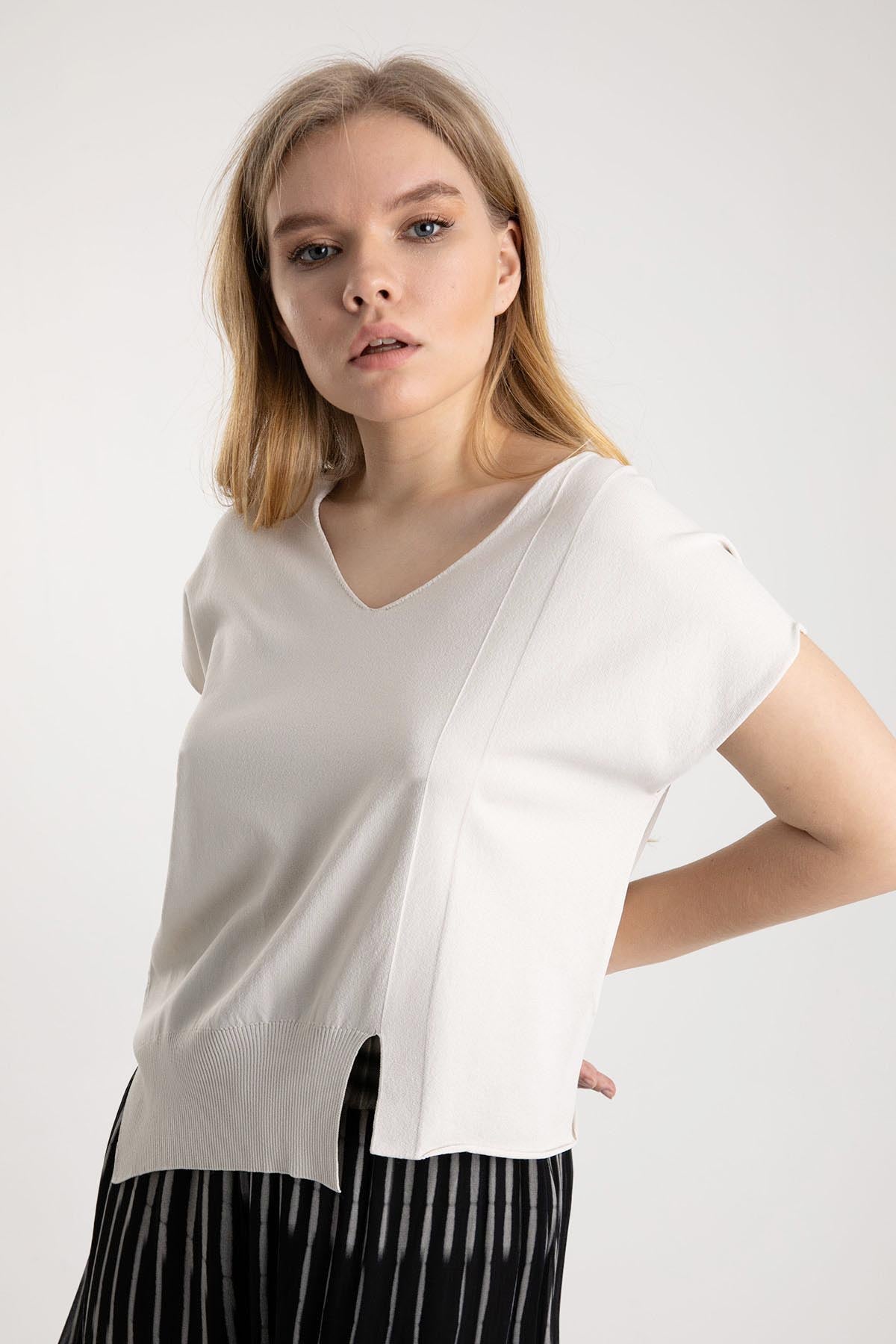Crea Concept V Yakalı Asimetrik Bluz-Libas Trendy Fashion Store