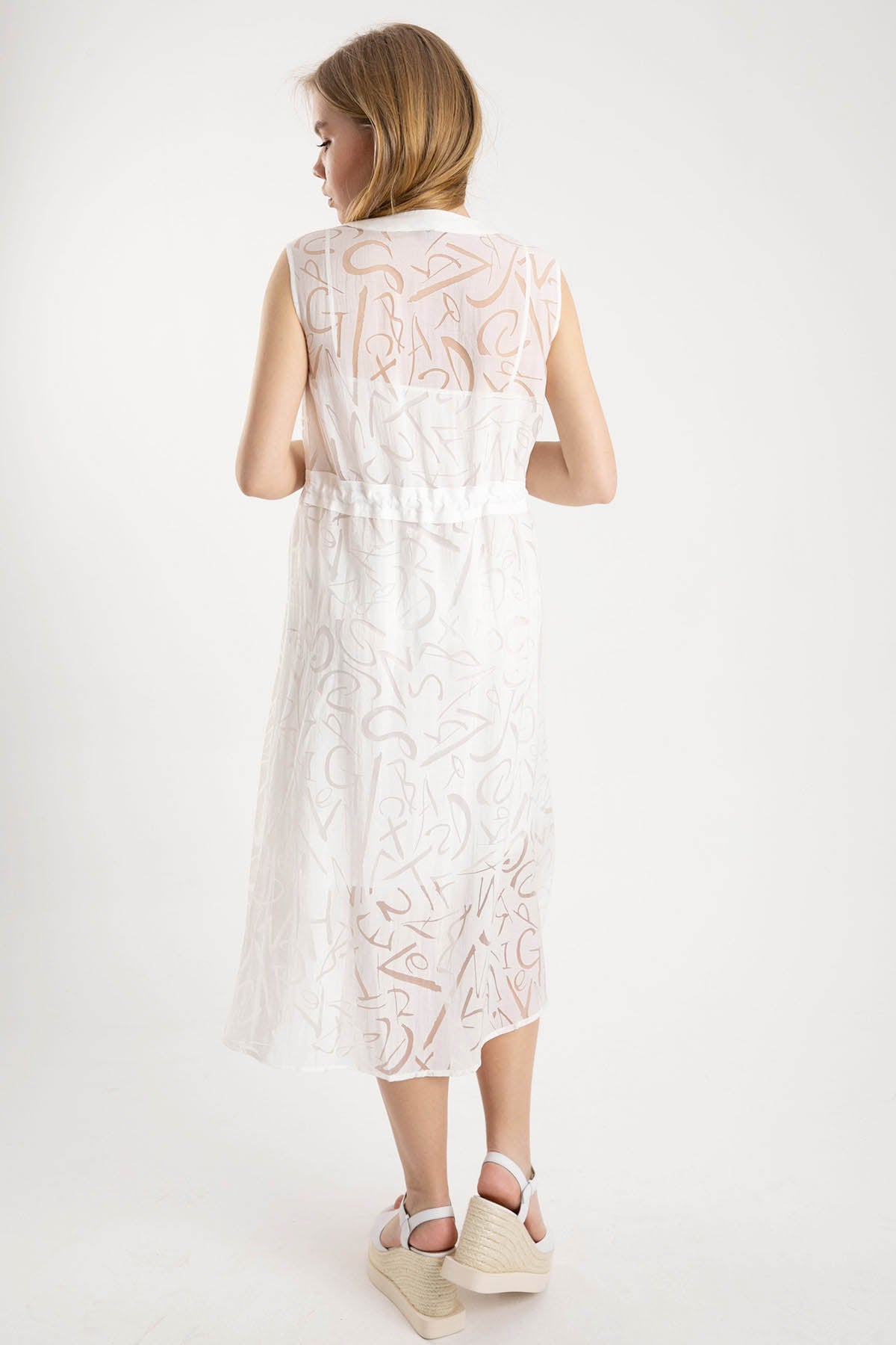 Crea Concept Yakma Desenli Belden Büzgülü Elbise-Libas Trendy Fashion Store
