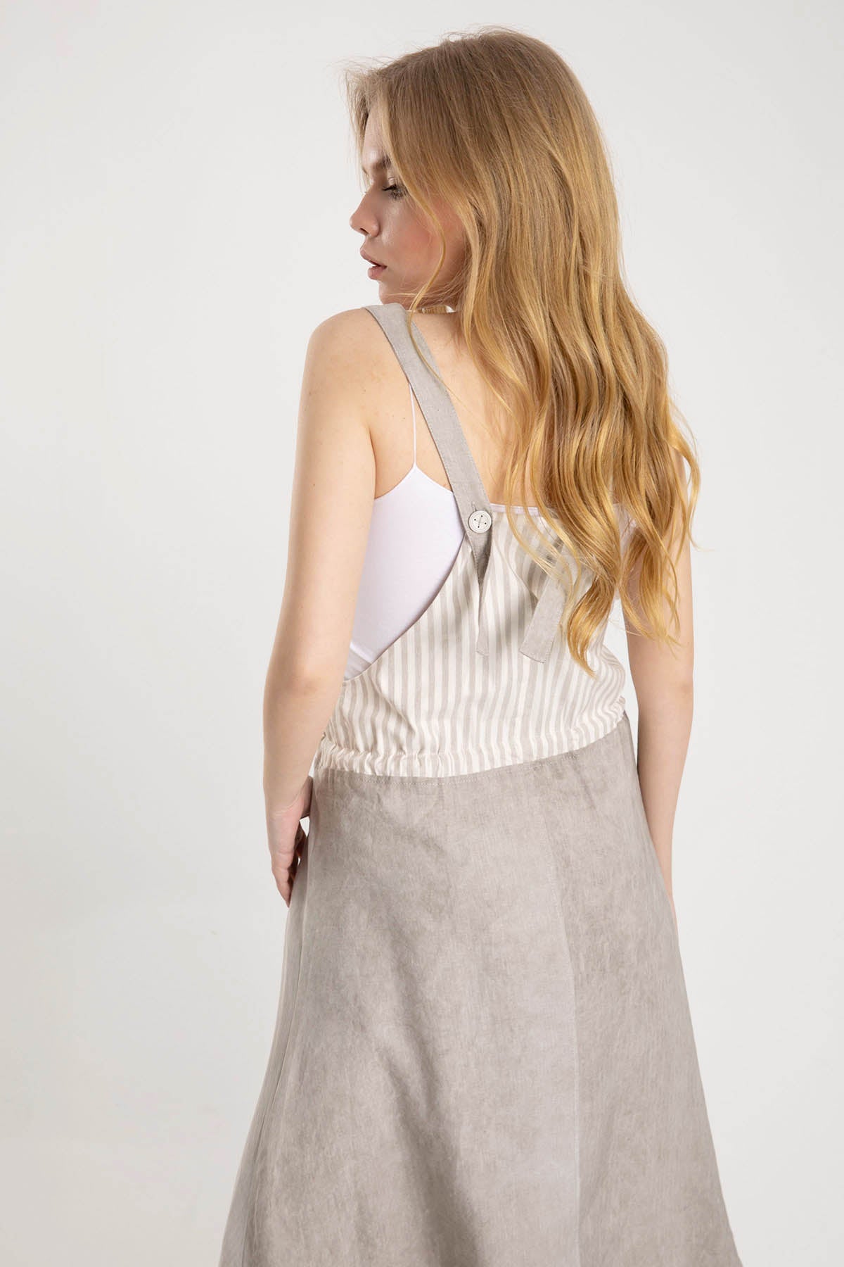 Crea Concept Kalın Askılı Belden Büzgülü Elbise-Libas Trendy Fashion Store