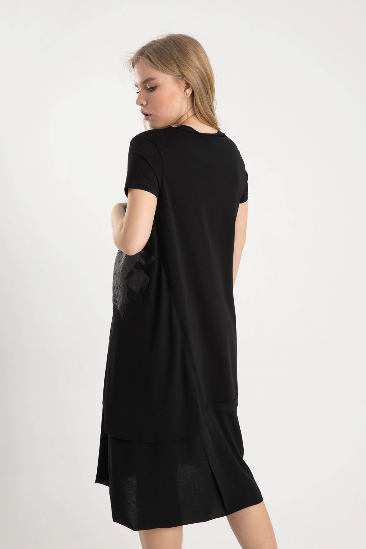 Crea Concept Yuvarlak Yaka Kabartma Detaylı Midi Elbise-Libas Trendy Fashion Store