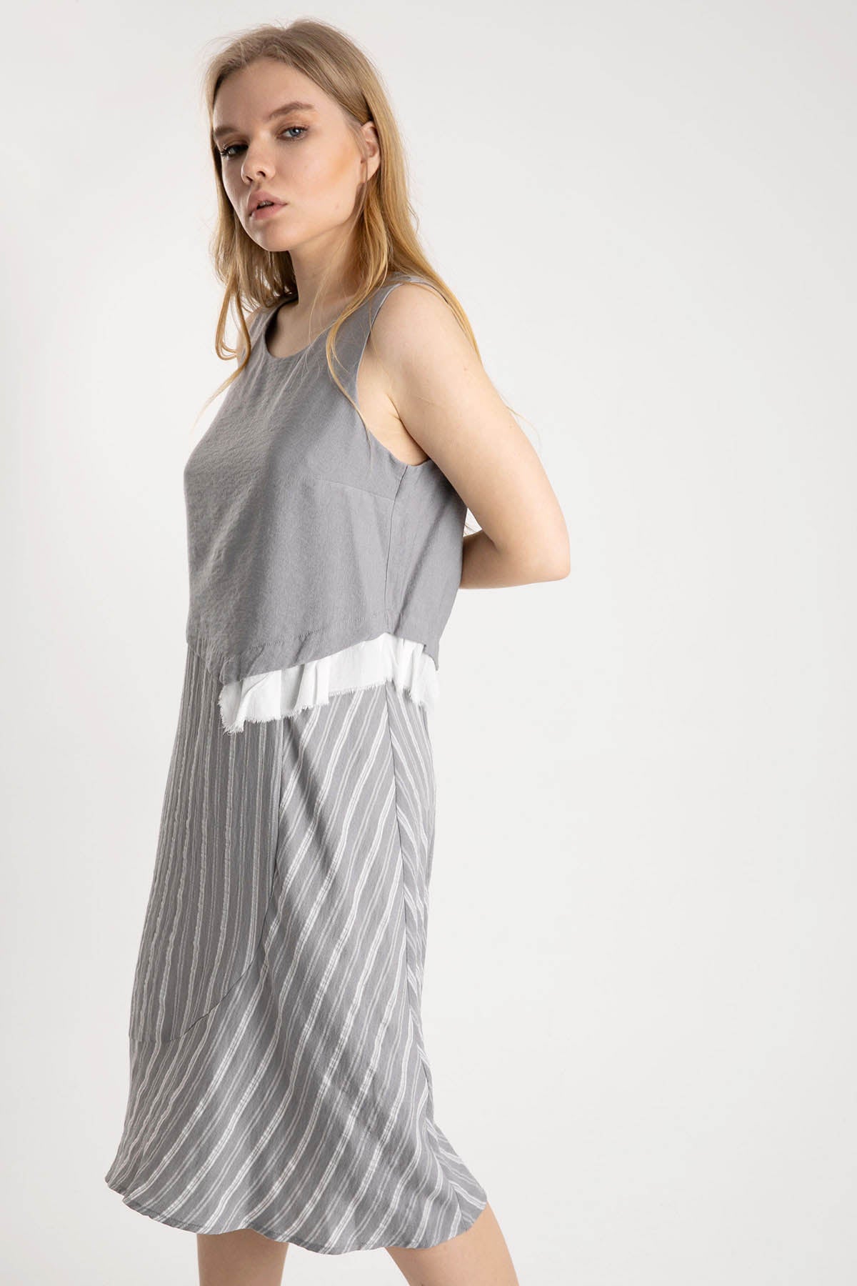 Crea Concept Kolsuz Çift Kumaş Elbise-Libas Trendy Fashion Store