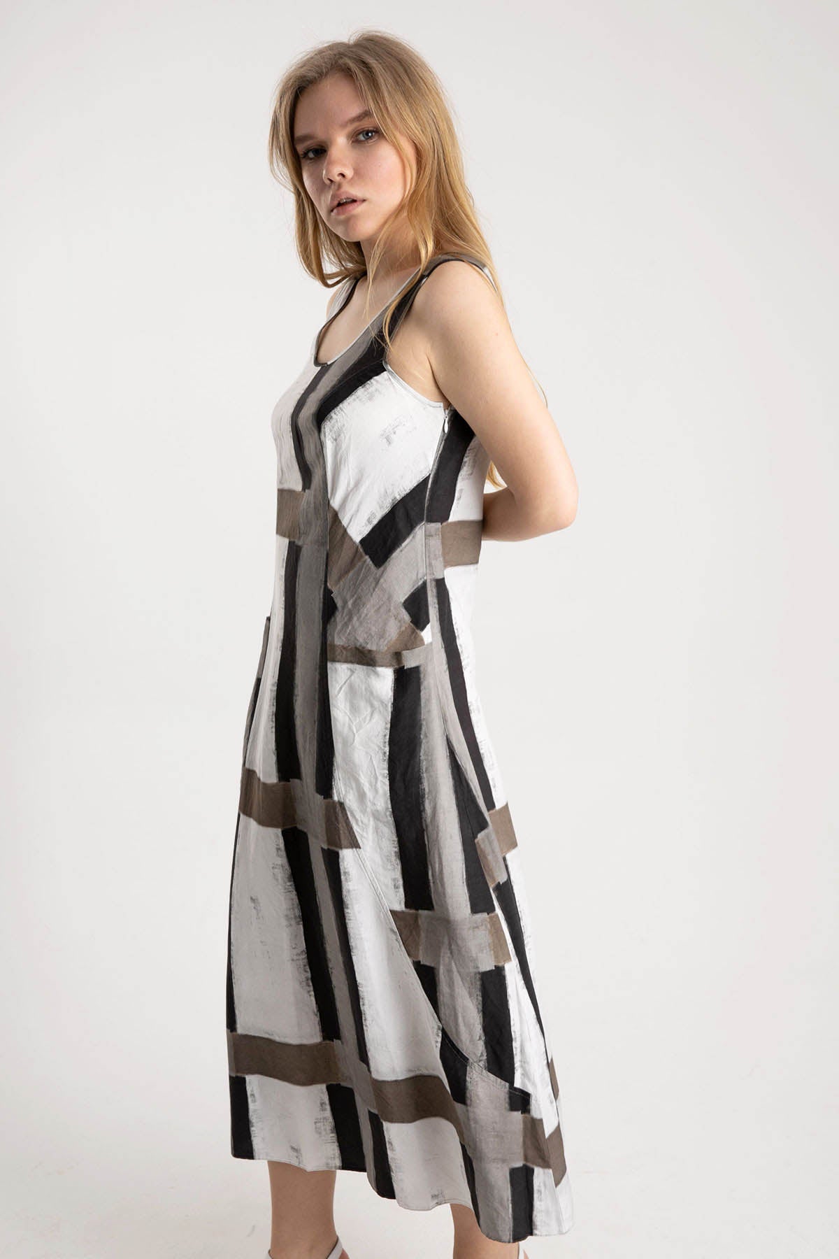 Crea Concept Yuvarlak Yaka Kolsuz Maxi Elbise-Libas Trendy Fashion Store