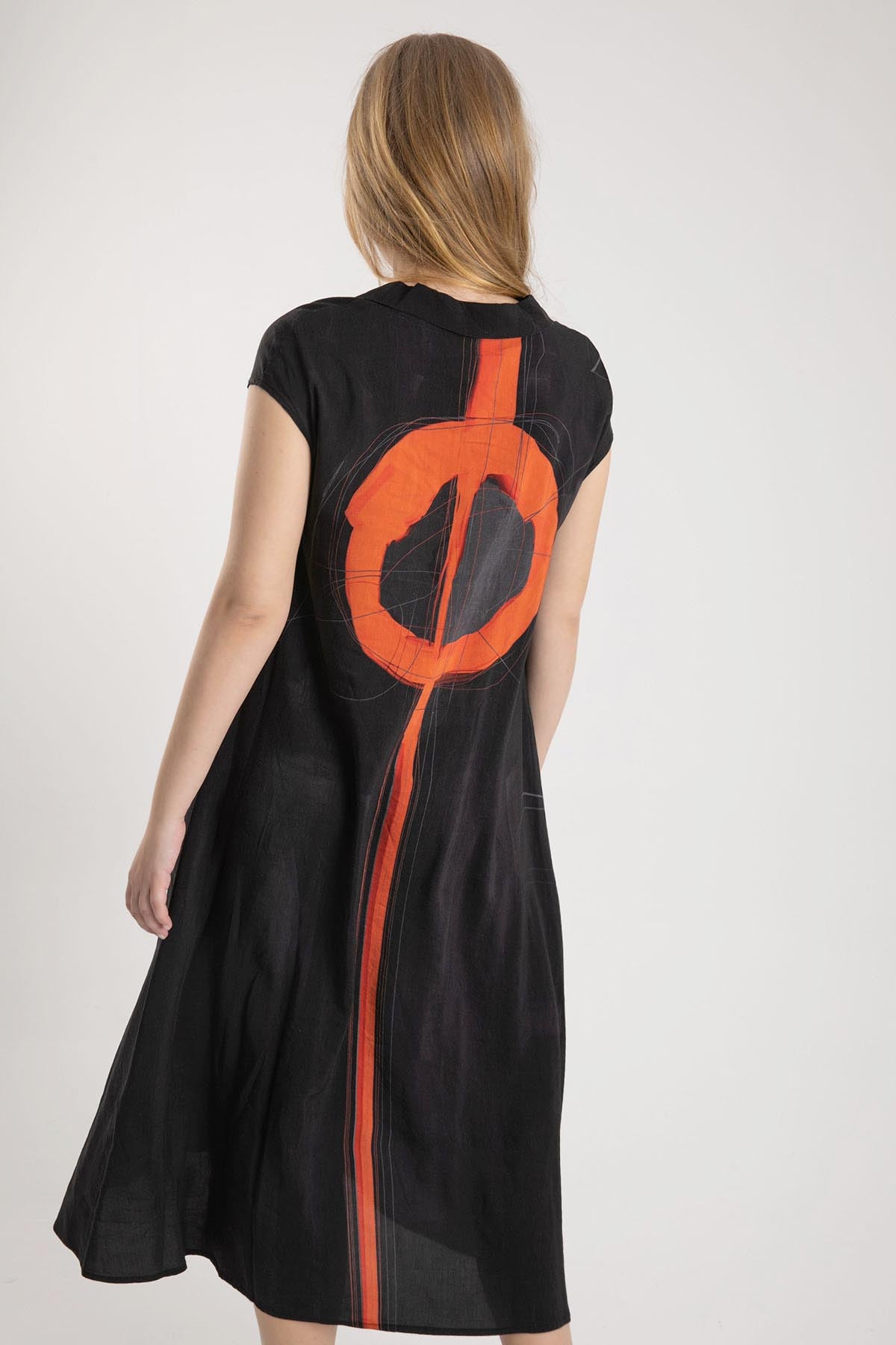 Crea Concept Katlı Yaka Midi Elbise-Libas Trendy Fashion Store