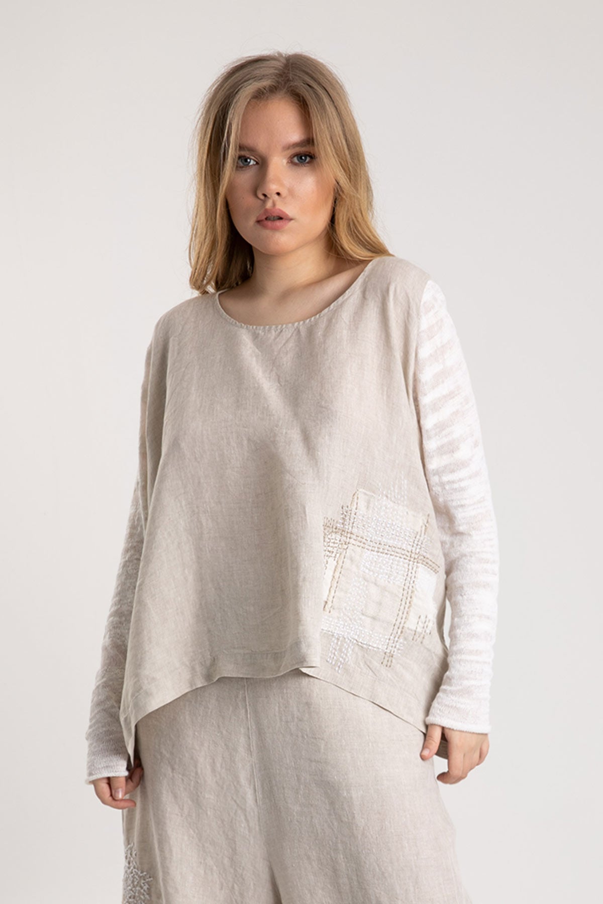 Crea Concept Keten Uzun Kollu Bluz-Libas Trendy Fashion Store