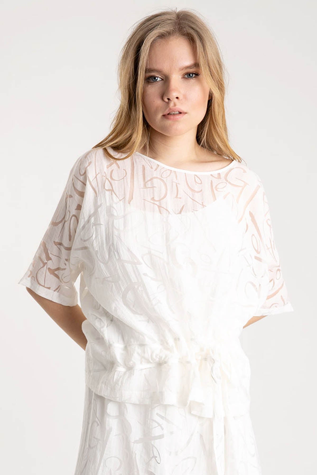 Crea Concept Belden Büzgülü Yarım Kollu Bluz-Libas Trendy Fashion Store