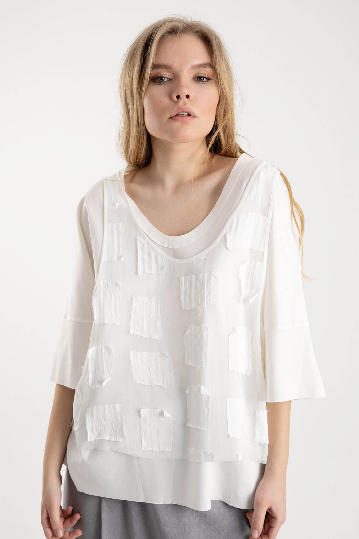 Crea Concept Yama Detaylı Yarım Kollu Bluz-Libas Trendy Fashion Store