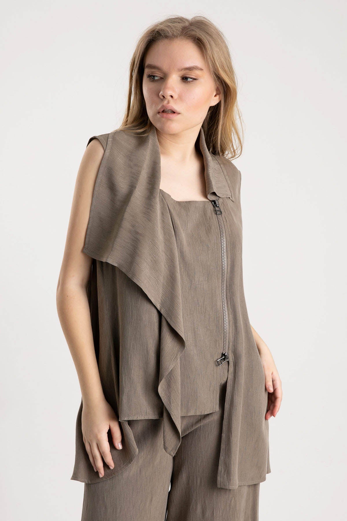 Crea Concept Volanlı Asimetrik Yelek-Libas Trendy Fashion Store