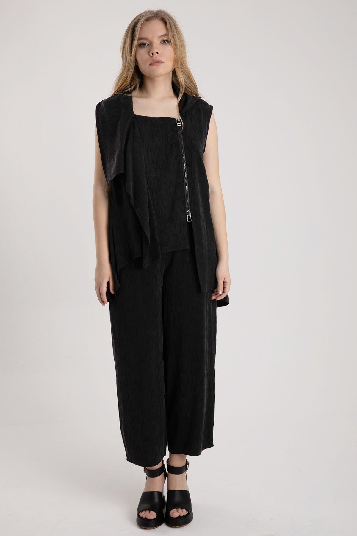 Crea Concept Fermuarlı Asimetrik Yelek-Libas Trendy Fashion Store