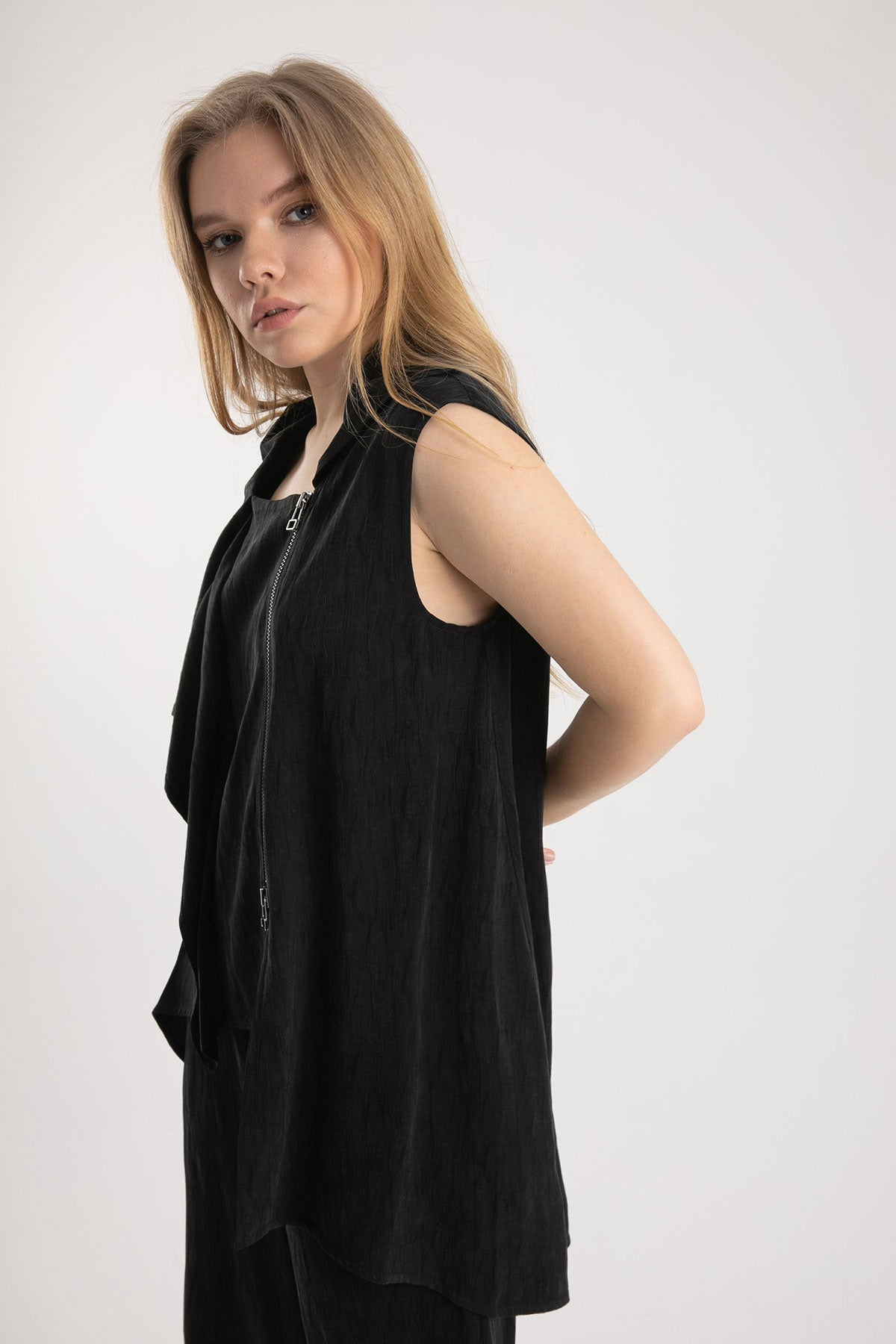 Crea Concept Fermuarlı Asimetrik Yelek-Libas Trendy Fashion Store