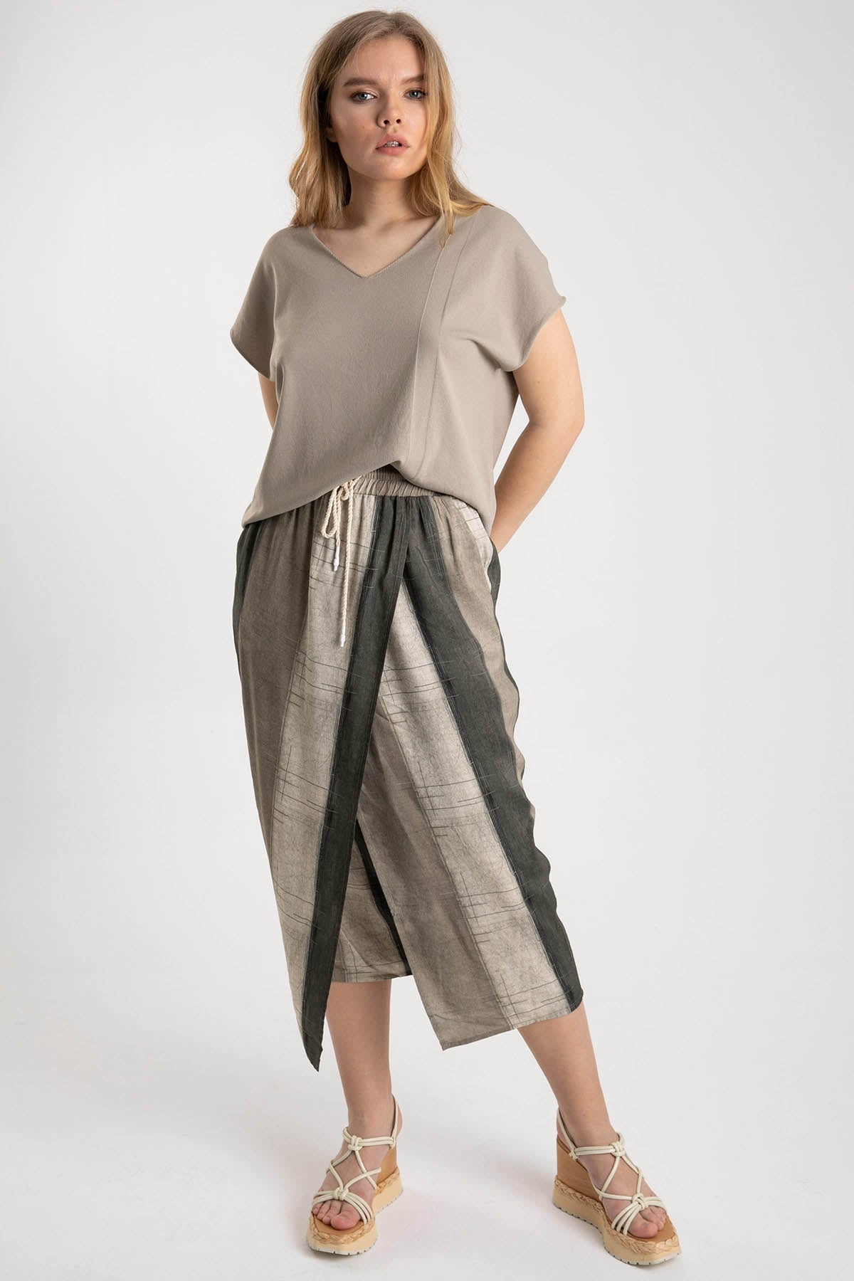 Crea Concept Beli Lastikli Kruvaze Midi Etek-Libas Trendy Fashion Store