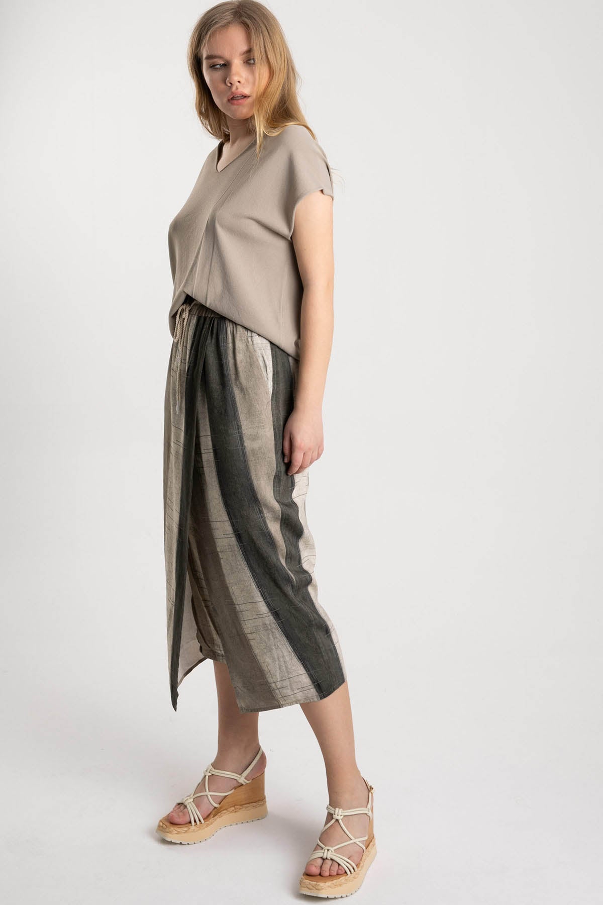 Crea Concept Beli Lastikli Kruvaze Midi Etek-Libas Trendy Fashion Store