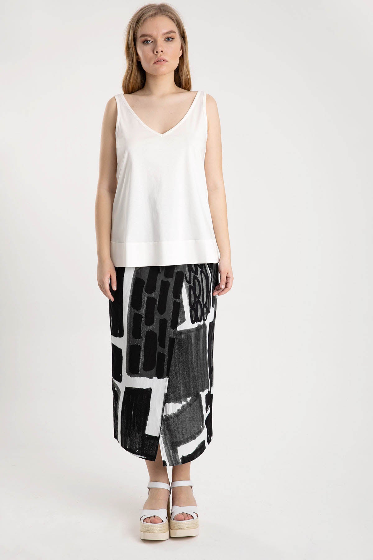 Crea Concept Beli Lastikli Kruvaze Midi Etek-Libas Trendy Fashion Store