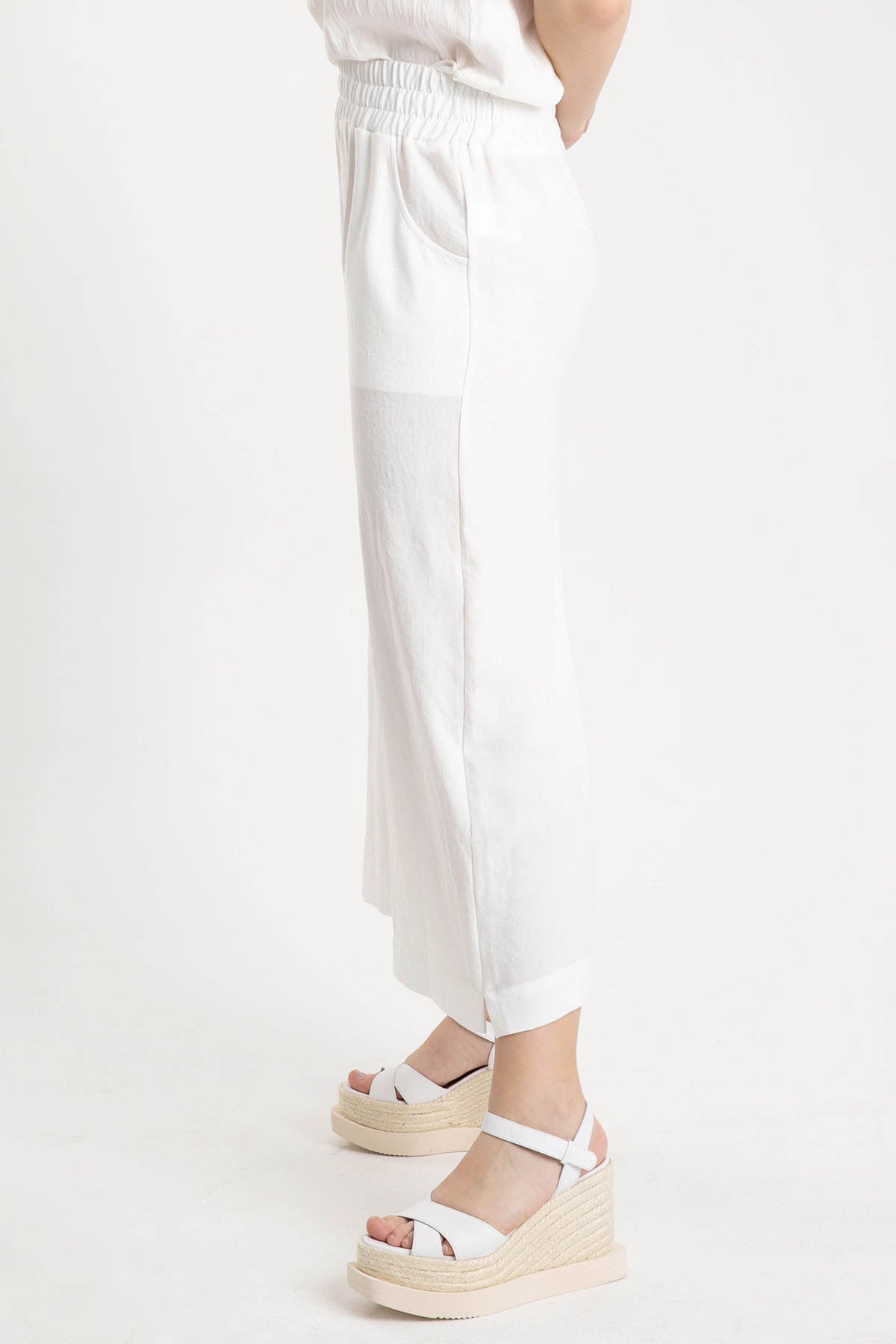 Crea Concept Beli Lastikli Geniş Crop Paça Pantolon-Libas Trendy Fashion Store