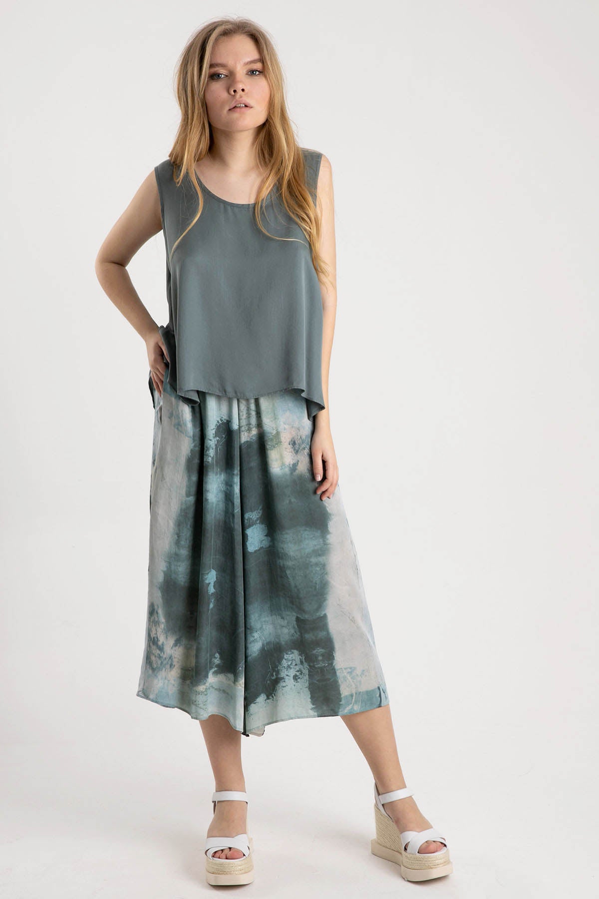 Crea Concept Beli Lastikli Geniş Crop Paça Pantolon-Libas Trendy Fashion Store