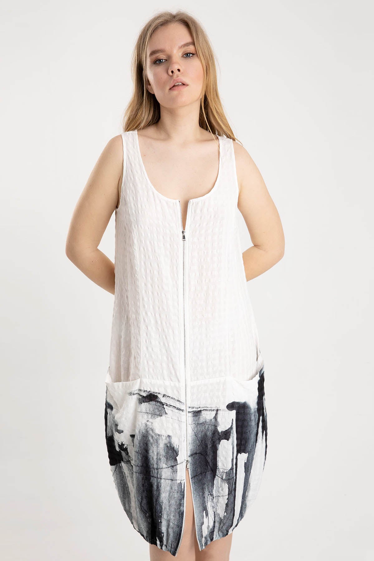 Crea Concept Fermuarlı Derin Yuvarlak Yaka Elbise-Libas Trendy Fashion Store