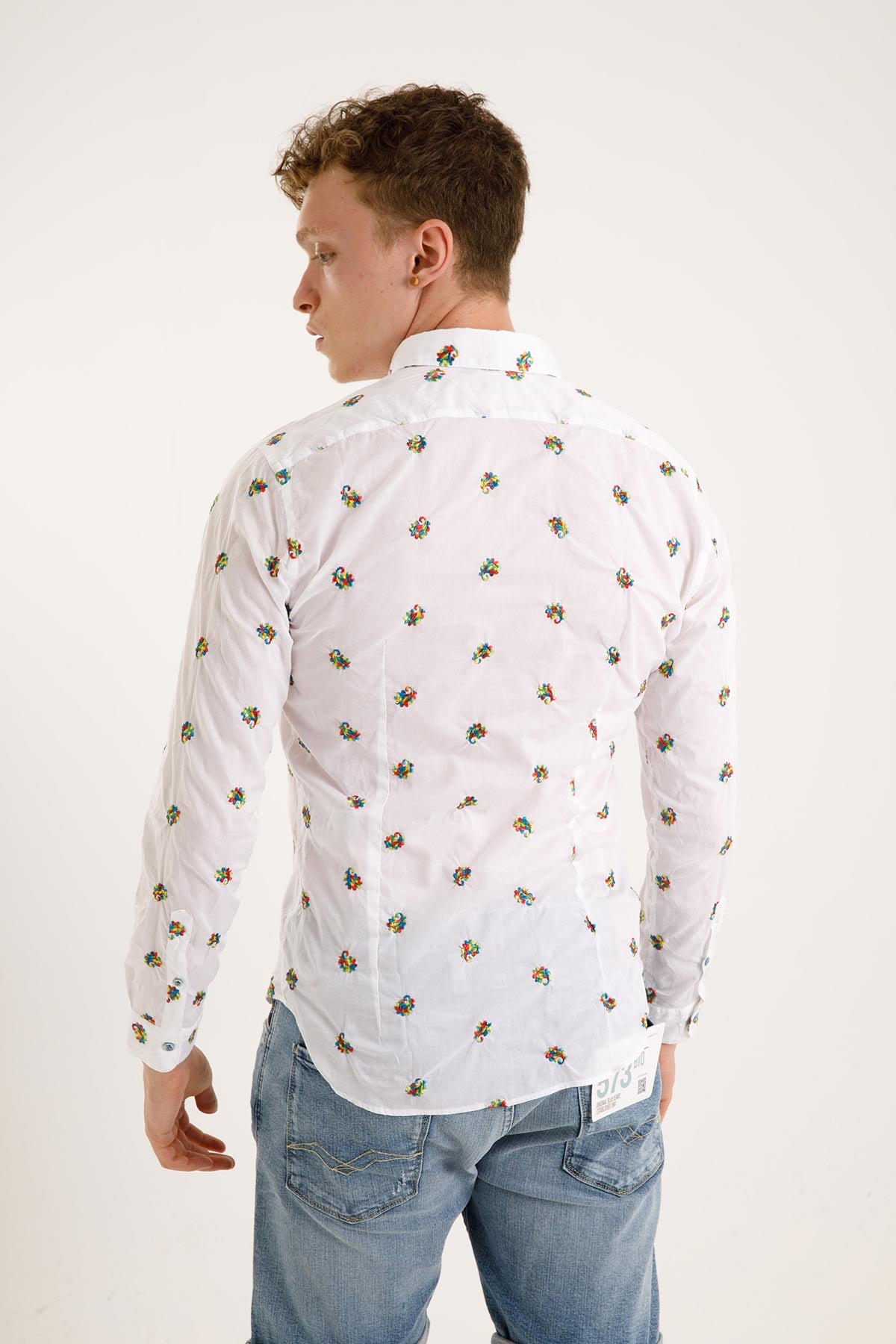 Poggianti Düğmeli Yaka Nakış Desenli Firenze Gömlek-Libas Trendy Fashion Store