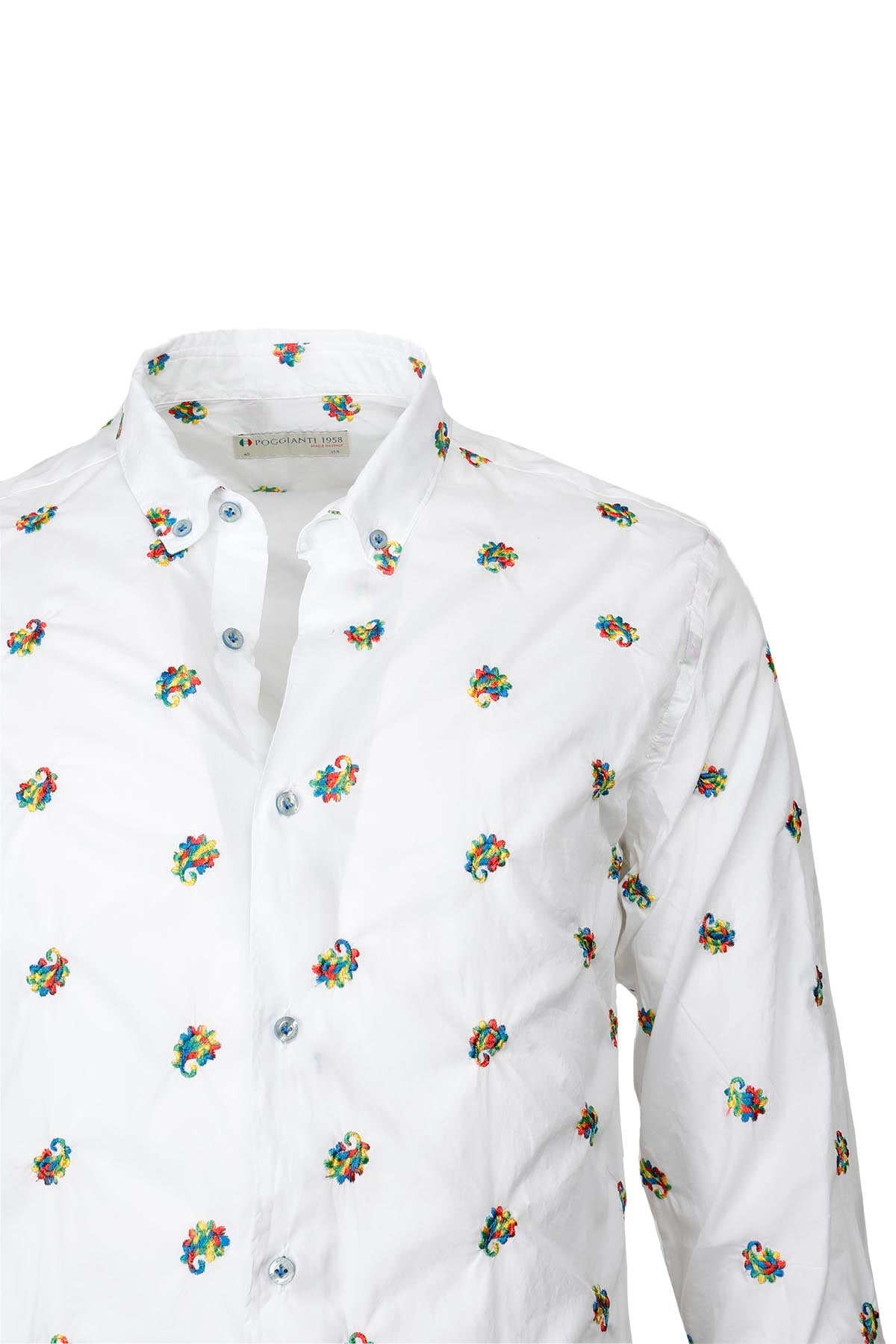 Poggianti Düğmeli Yaka Nakış Desenli Firenze Gömlek-Libas Trendy Fashion Store