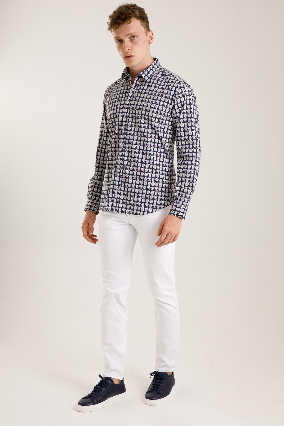 Poggianti Klasik Yaka Animal Baskılı Pisa Gömlek-Libas Trendy Fashion Store