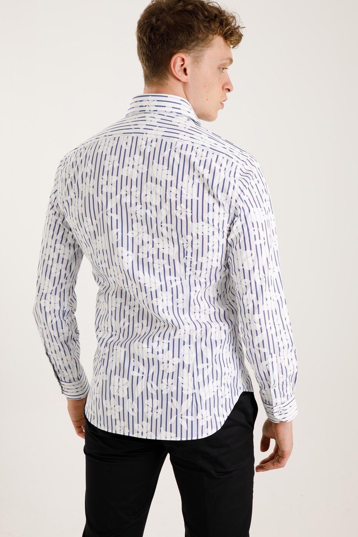 Poggianti Klasik Yaka Çizgili Firenze Gömlek-Libas Trendy Fashion Store