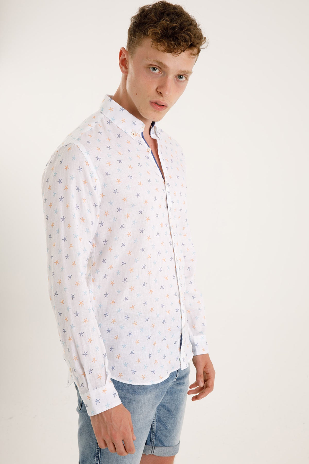 Poggianti Düğmeli Yaka Yıldız Desenli Galleno Gömlek-Libas Trendy Fashion Store