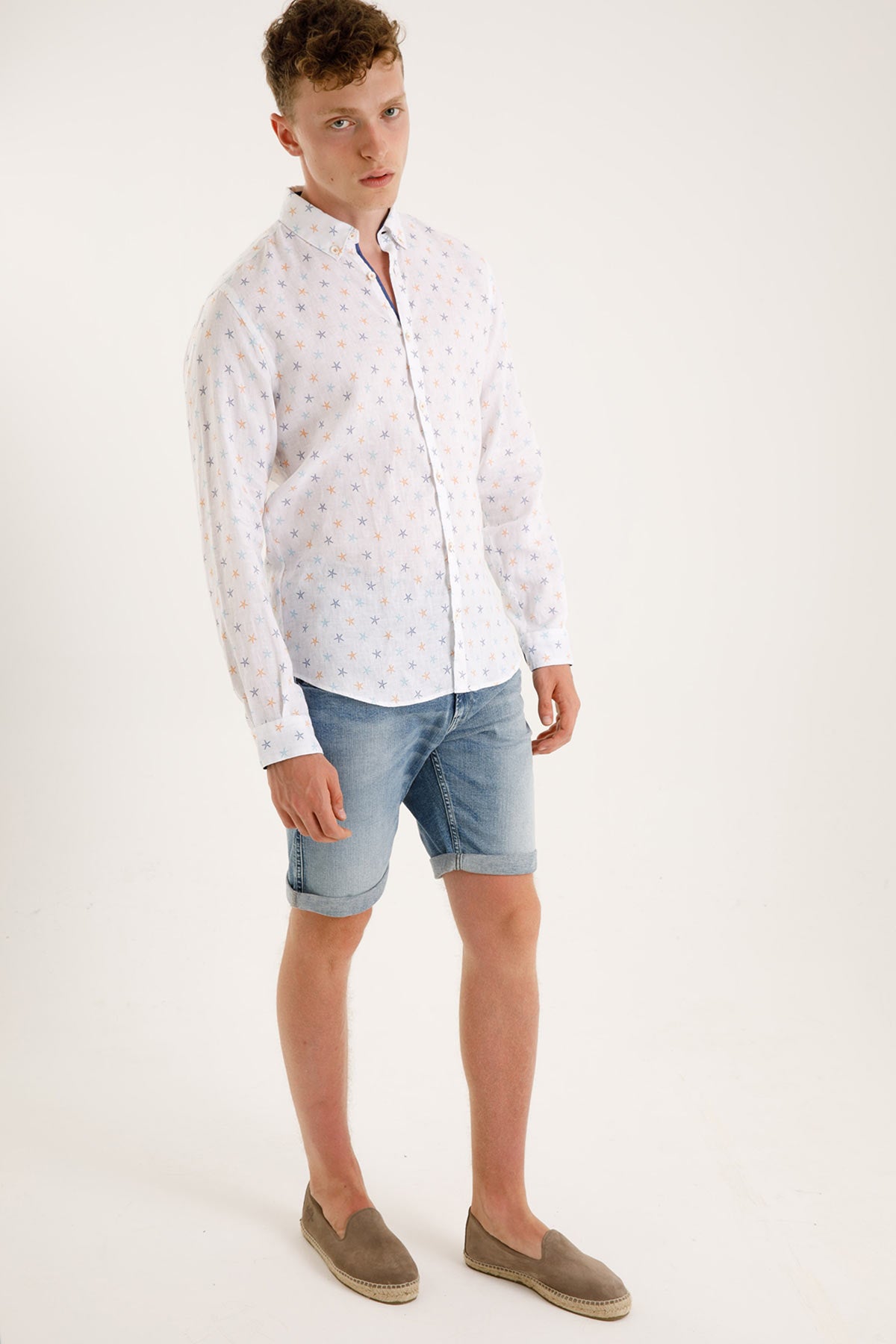 Poggianti Düğmeli Yaka Yıldız Desenli Galleno Gömlek-Libas Trendy Fashion Store