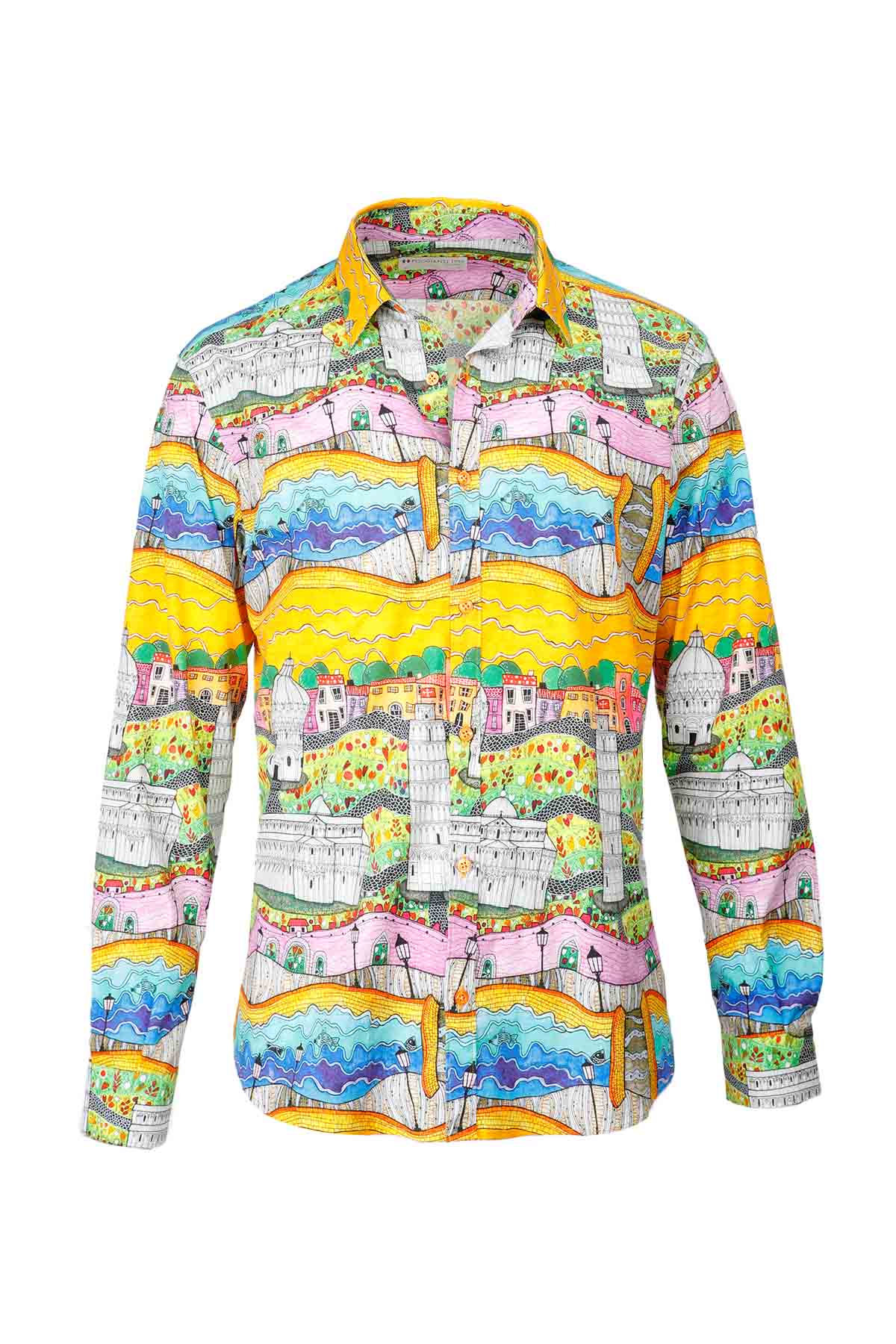 Poggianti Klasik Yaka Şehir Desenli Pisa Gömlek-Libas Trendy Fashion Store