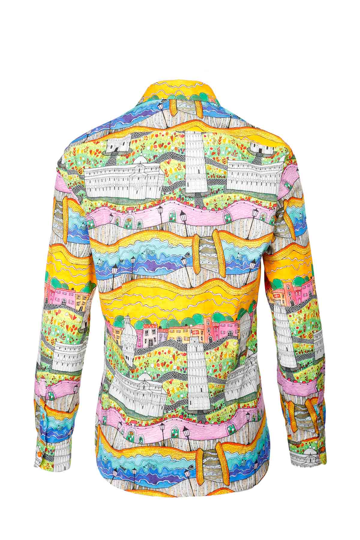 Poggianti Klasik Yaka Şehir Desenli Pisa Gömlek-Libas Trendy Fashion Store