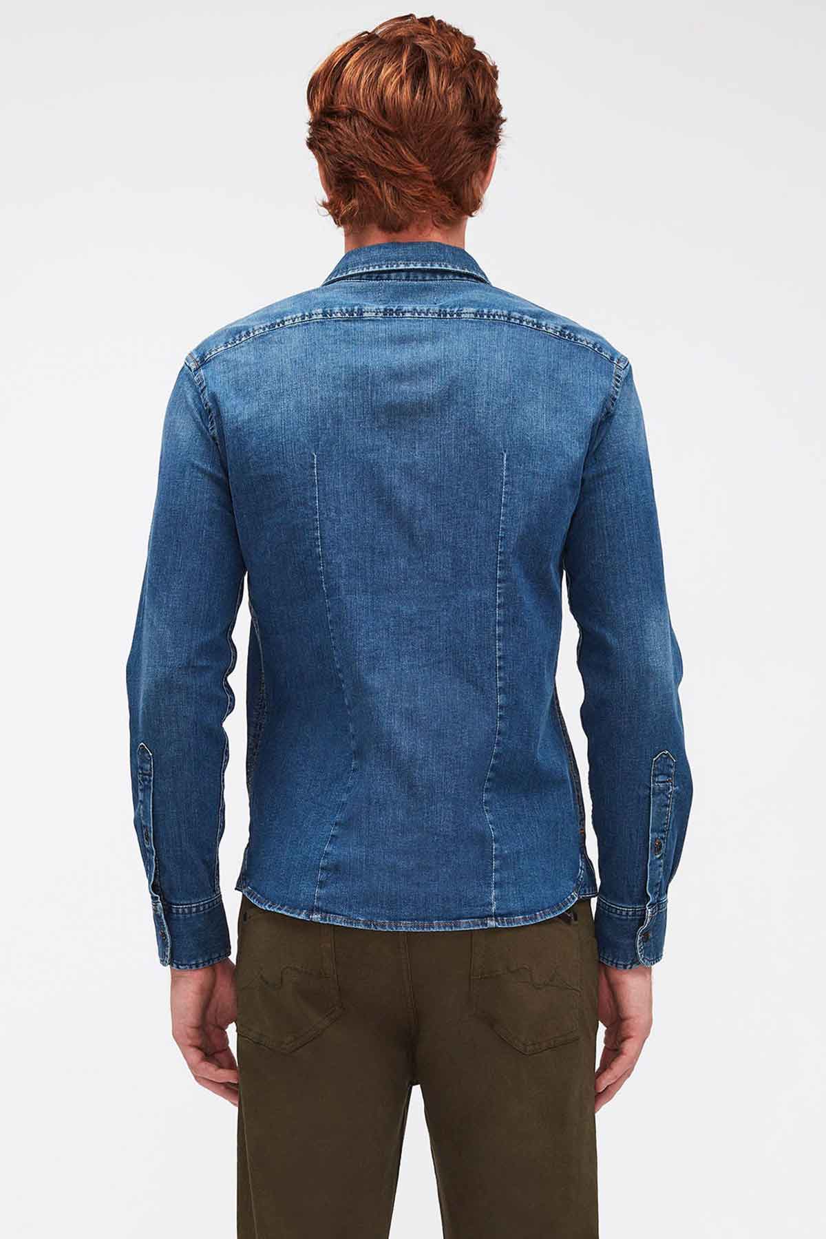 7 For All Mankind Slim Fit Super Stretch Denim Gömlek-Libas Trendy Fashion Store