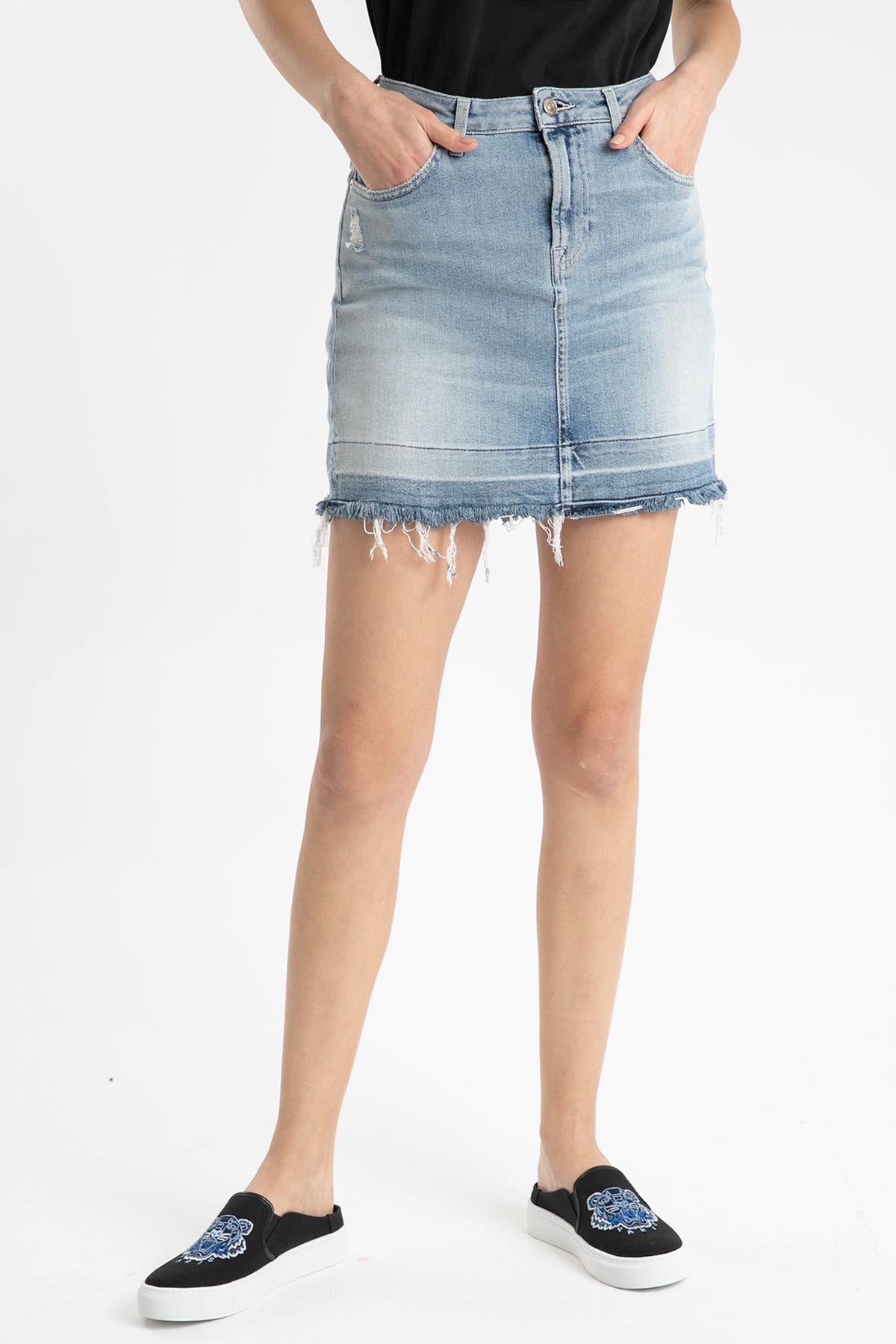 7 For All Mankind Doğal Kesim Detaylı Denim Etek-Libas Trendy Fashion Store