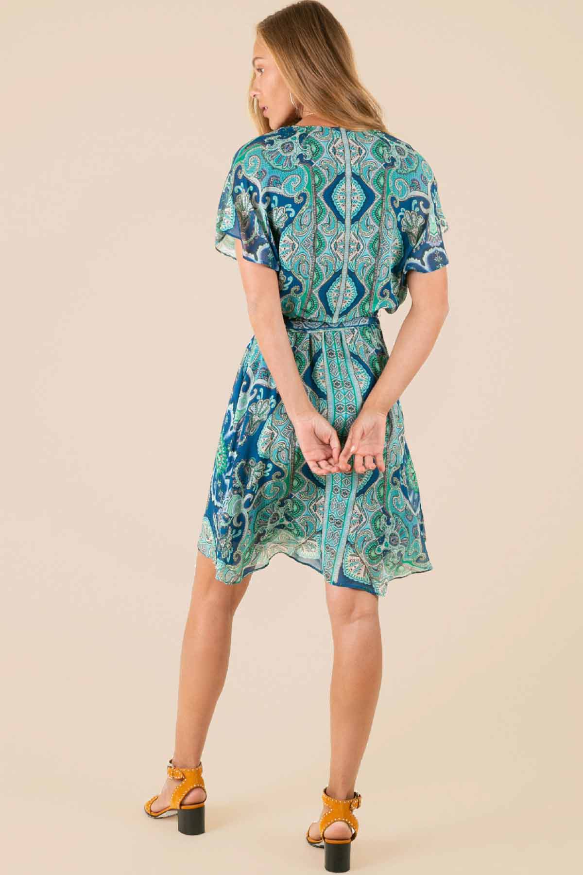 Hale Bob Belden Kuşaklı Floral Desenli Elbise-Libas Trendy Fashion Store