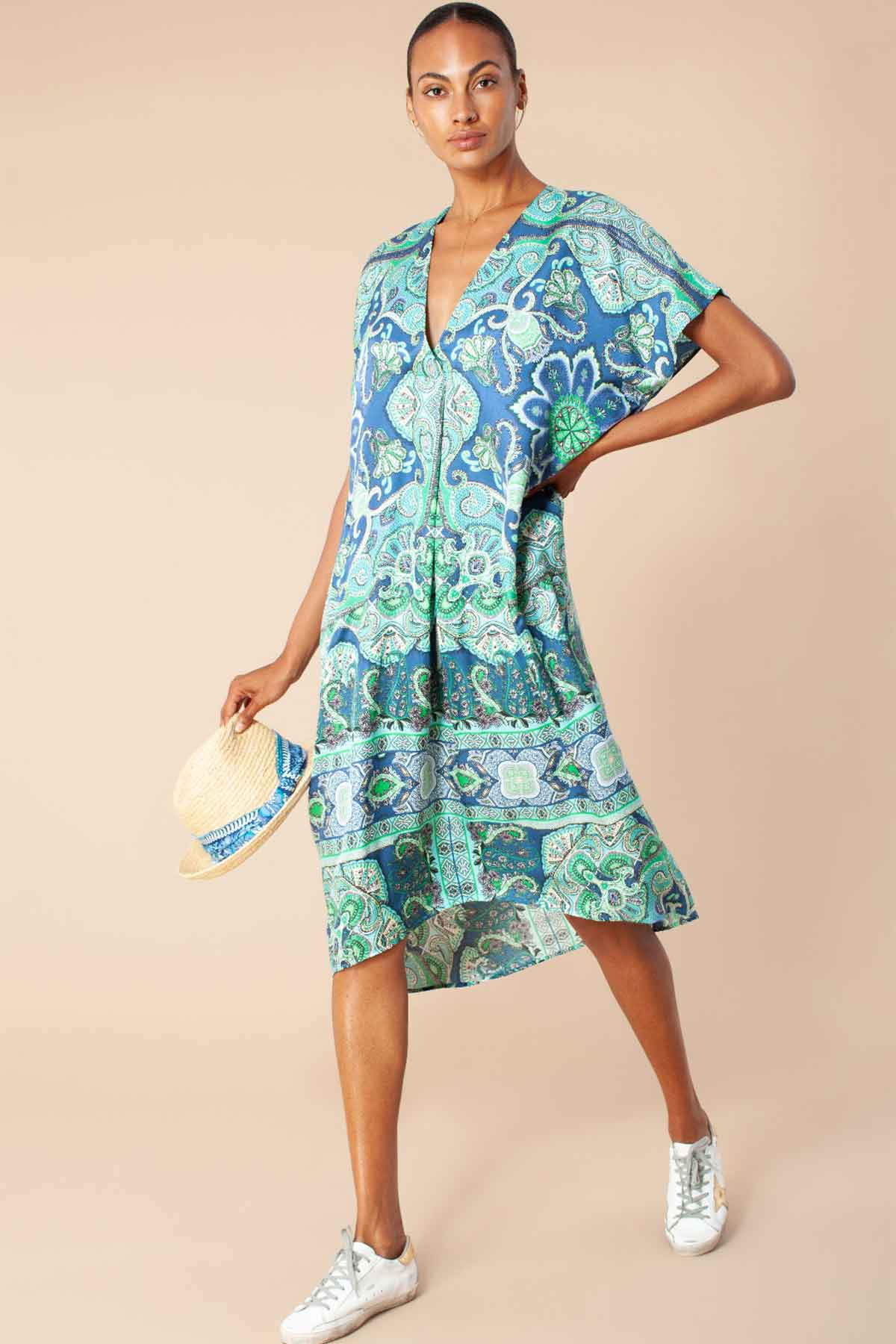 Hale Bob İpek Karışımlı V Yaka Oversize Elbise-Libas Trendy Fashion Store