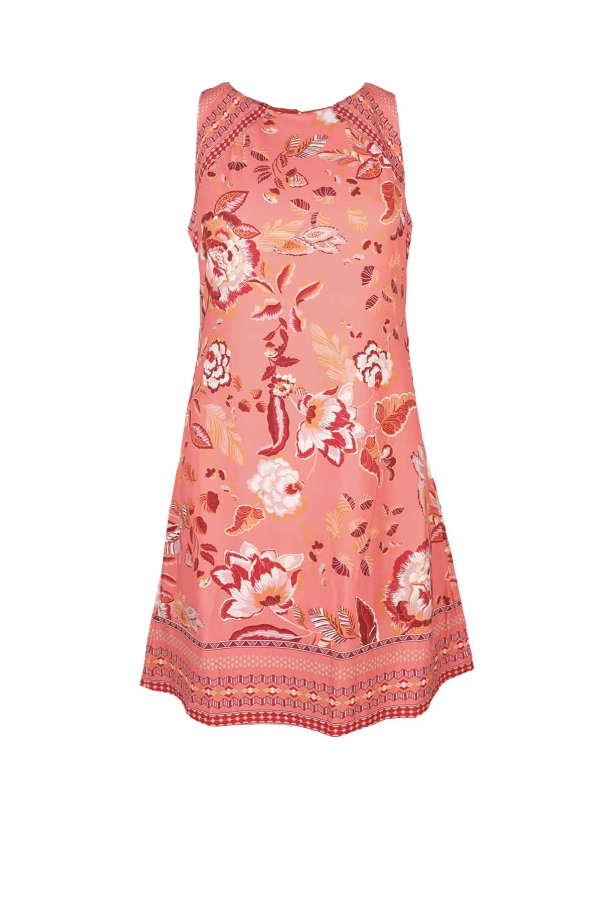 Hale Bob Çiçek Desenli Kolsuz Mini Elbise-Libas Trendy Fashion Store