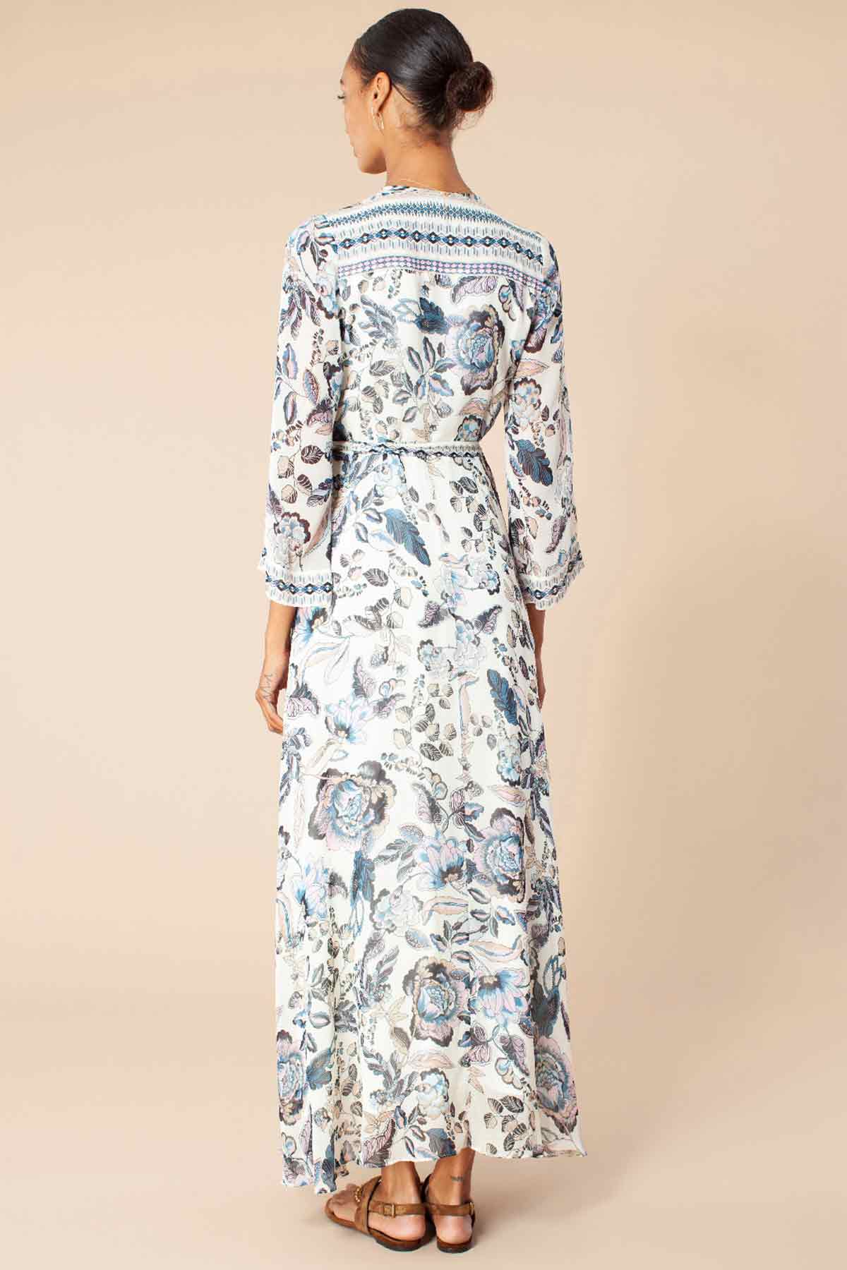 Hale Bob Çiçek Desenli Maxi Kruvaze Elbise-Libas Trendy Fashion Store