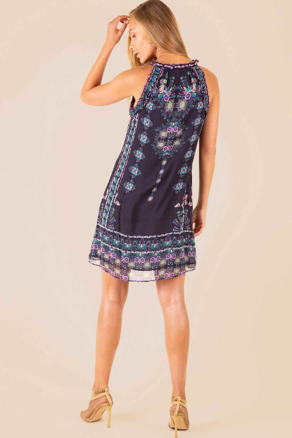 Hale Bob Çiçek Desenli Mini Elbise-Libas Trendy Fashion Store