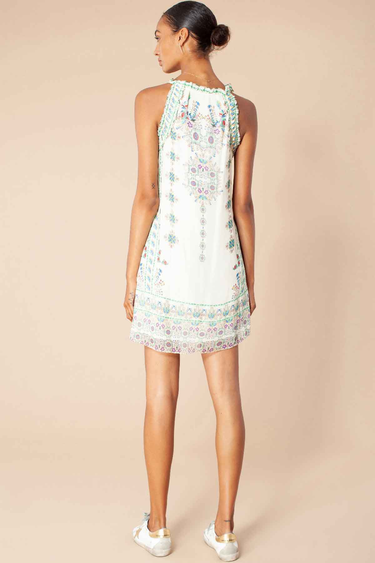Hale Bob Çiçek Desenli Mini Kolsuz Elbise-Libas Trendy Fashion Store