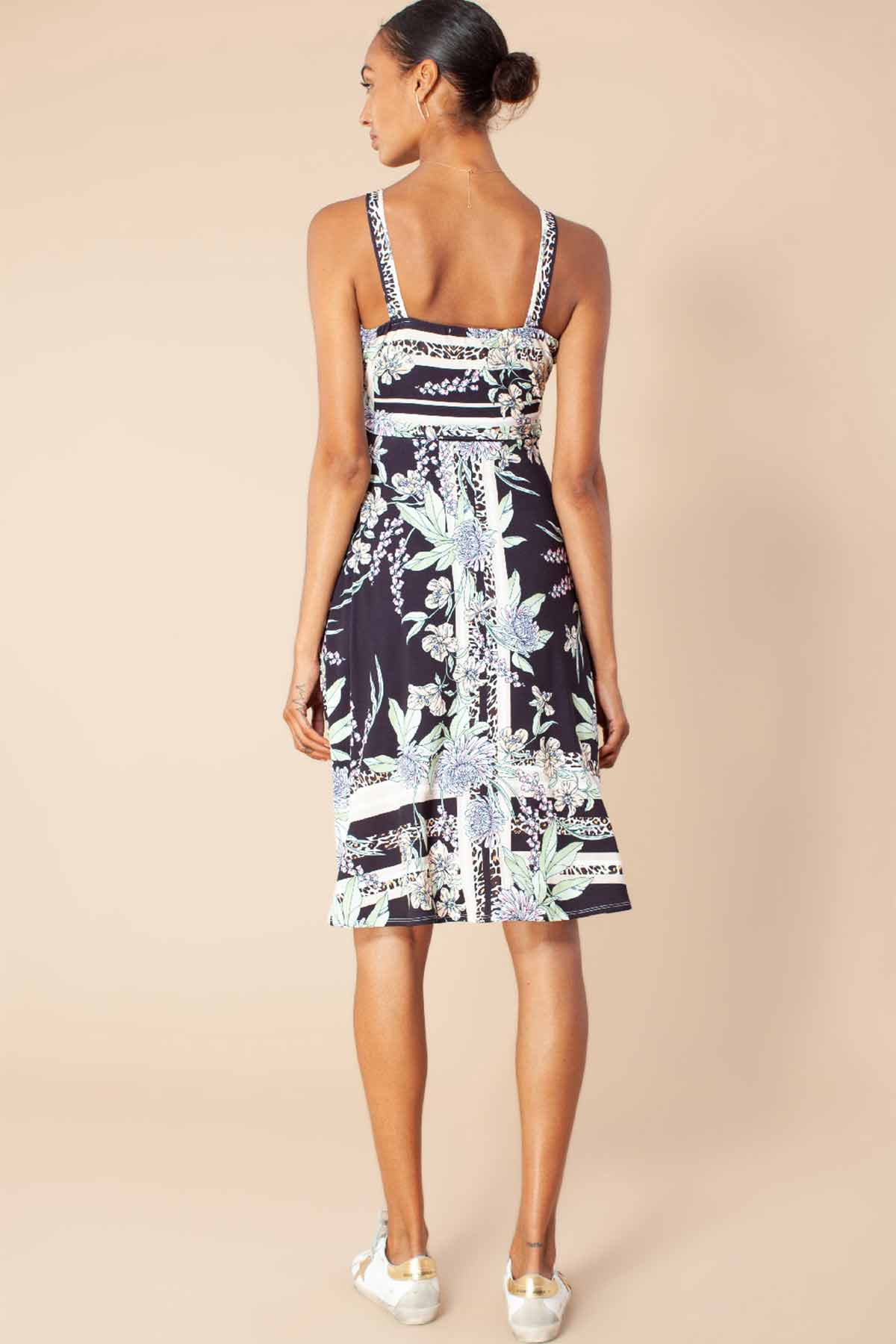 Hale Bob Çiçek Desenli Askılı Kruvaze Elbise-Libas Trendy Fashion Store