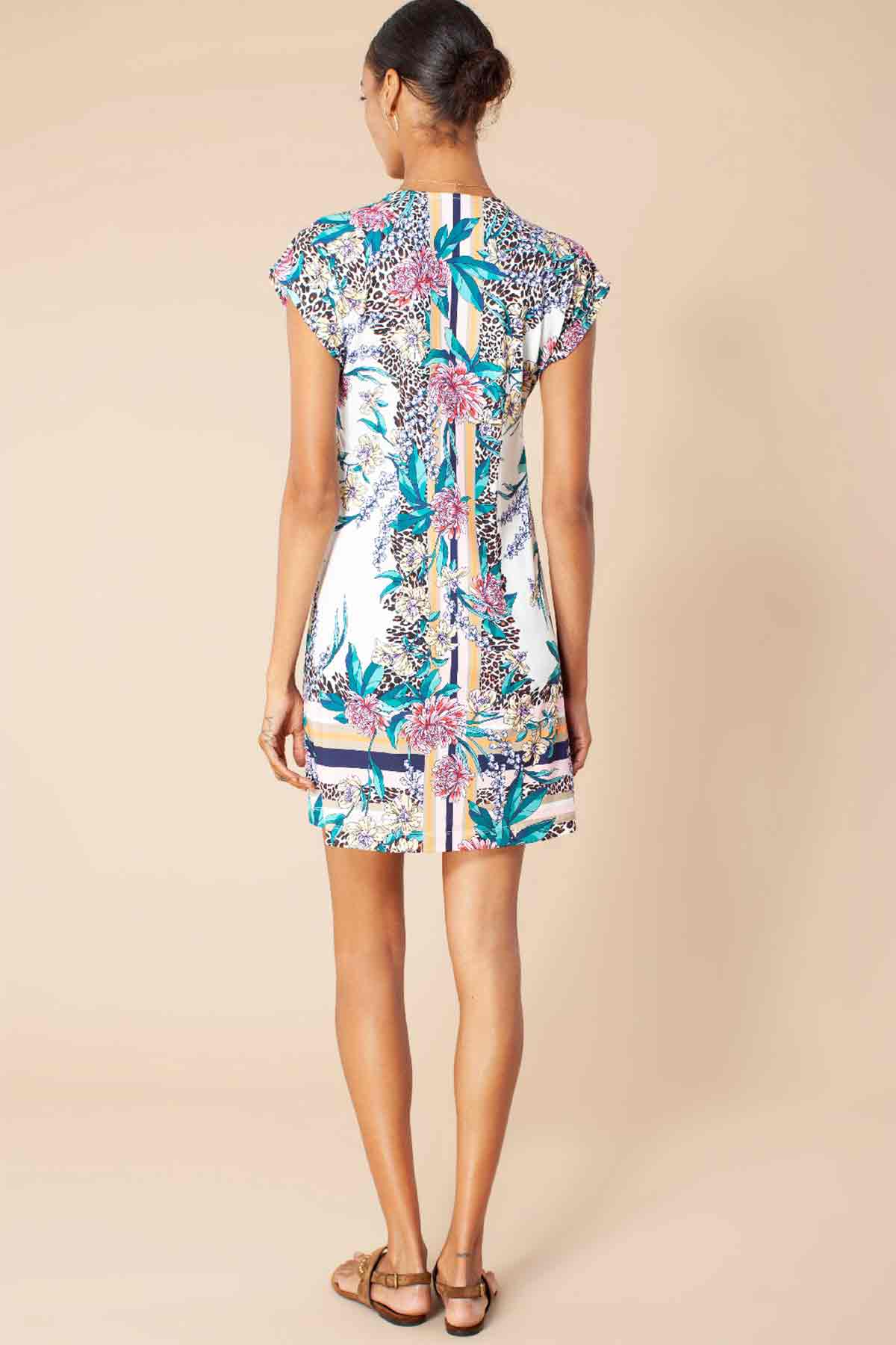 Hale Bob Çiçek Desenli Mini V Yaka Elbise-Libas Trendy Fashion Store