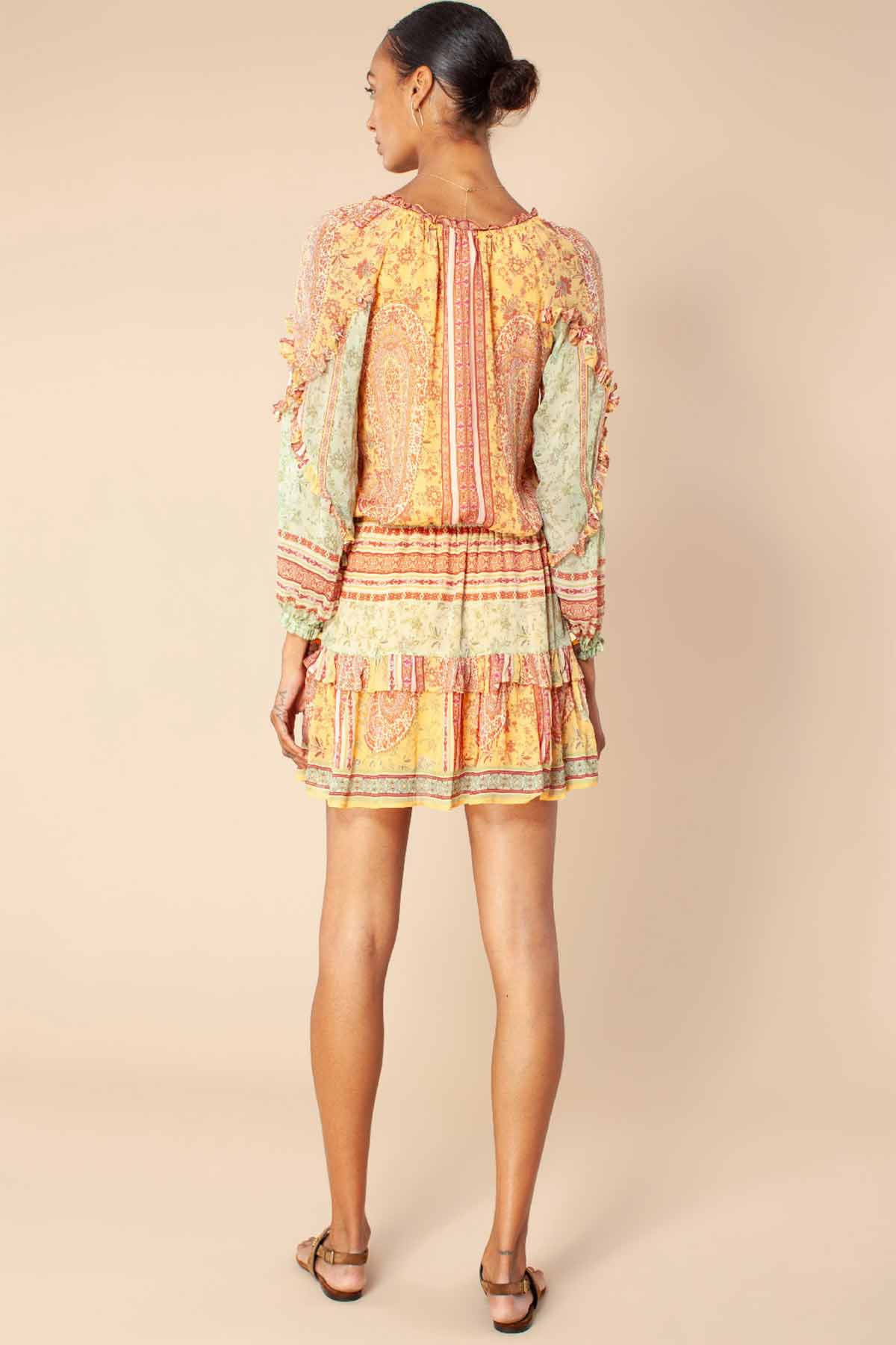 Hale Bob Çiçek Desenli Fırfır Detaylı Mini Elbise-Libas Trendy Fashion Store