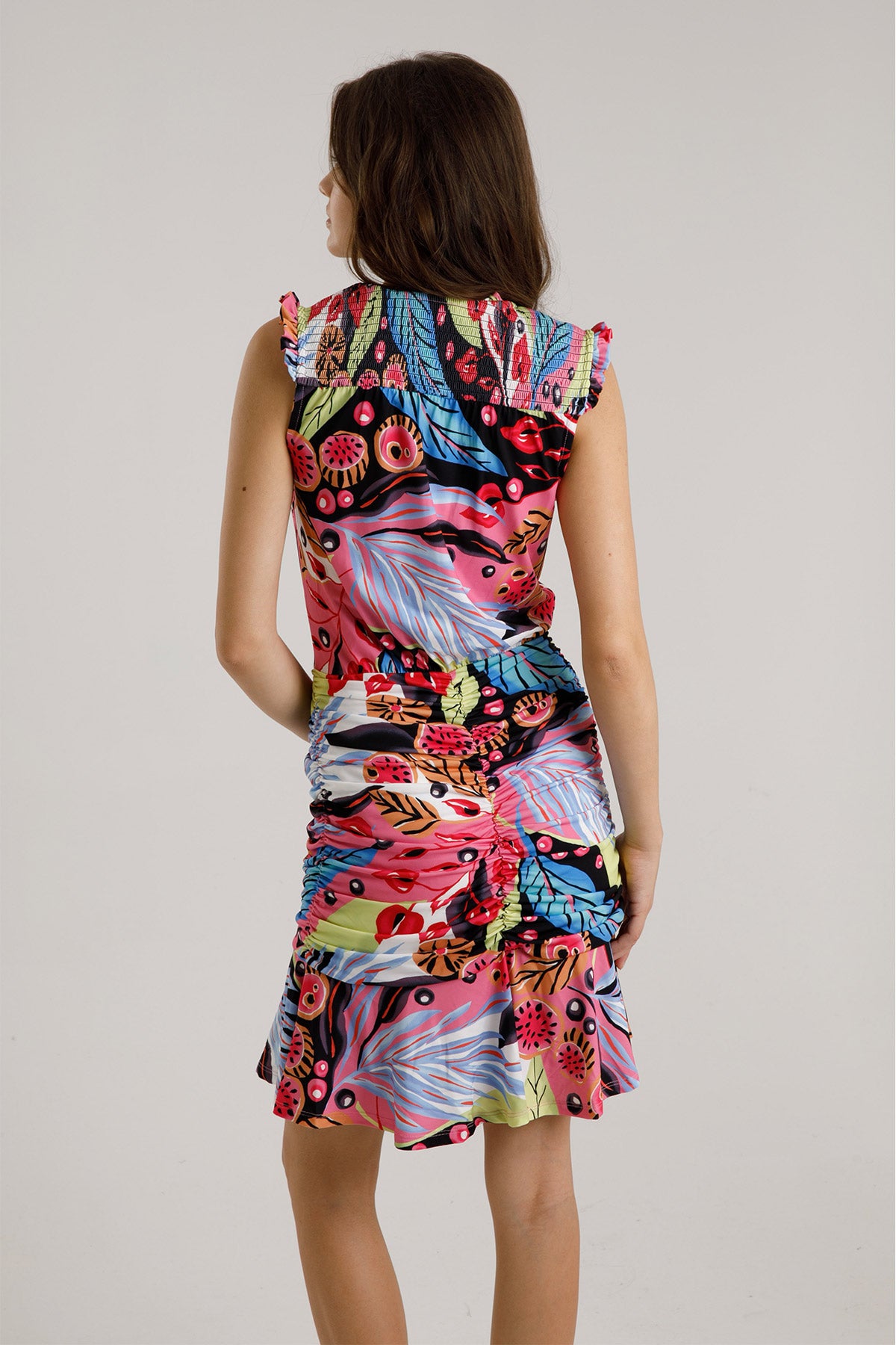 Hale Bob Drapeli Fırfır Detaylı Diz Üstü Elbise-Libas Trendy Fashion Store
