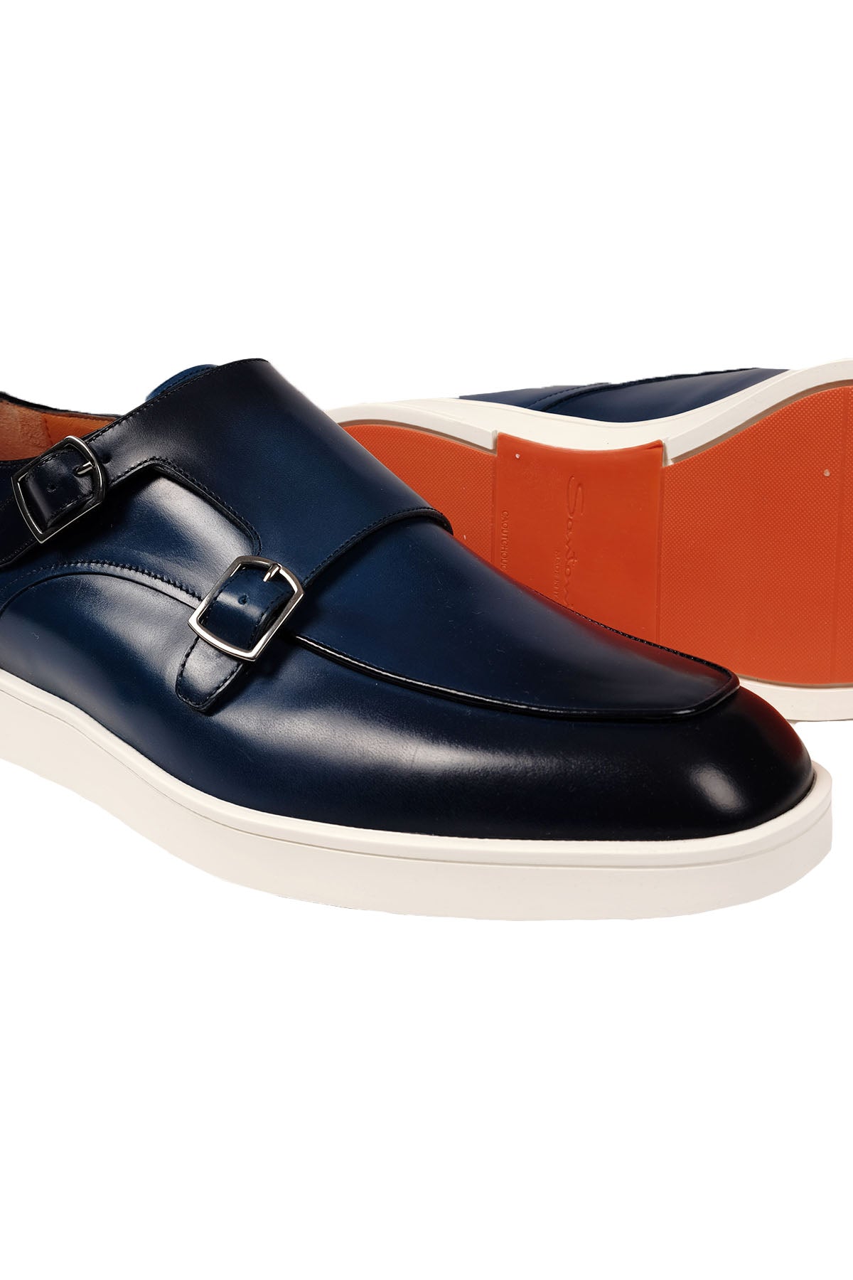 Santoni Çift Tokalı Küt Burun Monk Loafer Ayakkabı-Libas Trendy Fashion Store