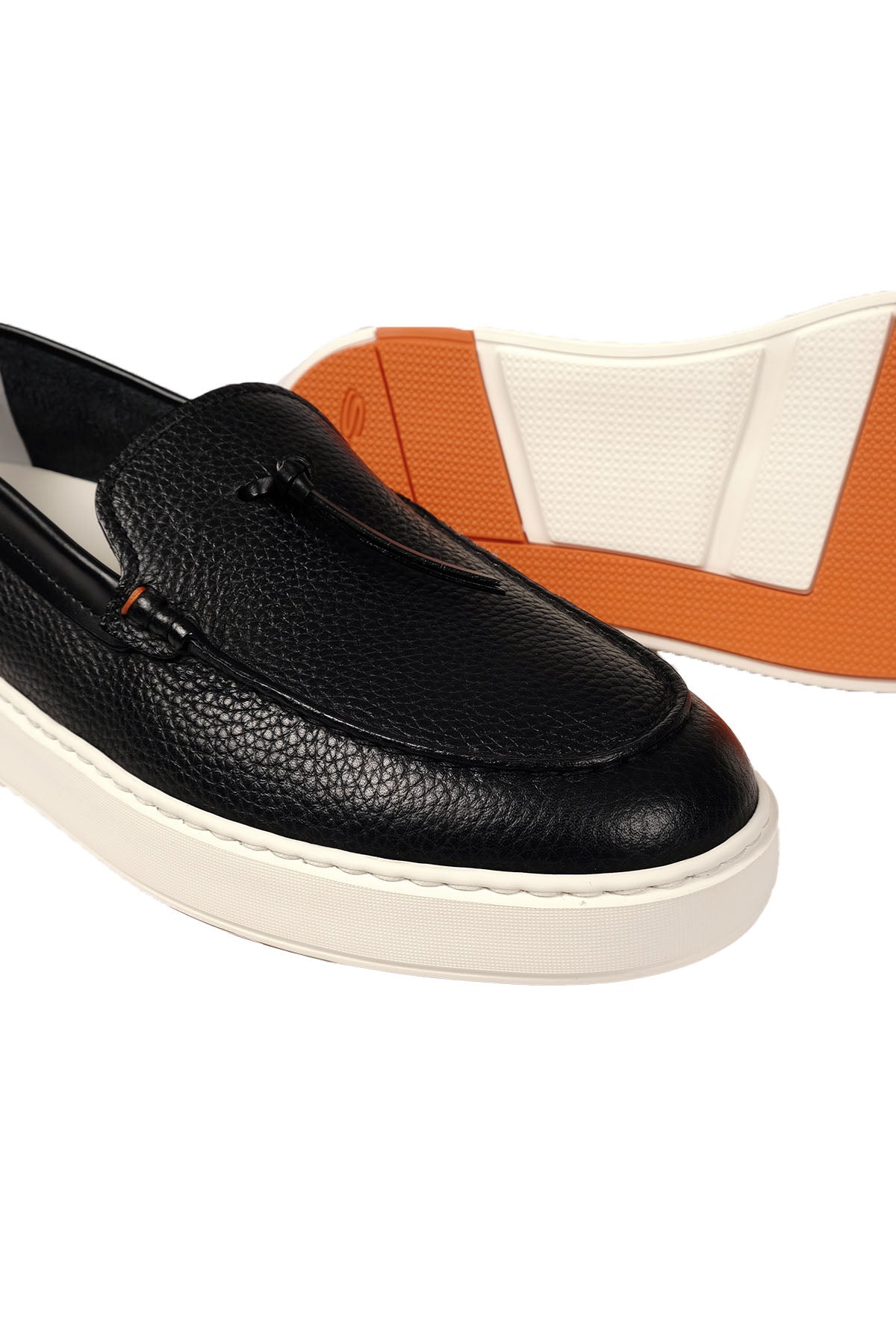 Santoni İnce Deri Püsküllü Loafer Ayakkabı