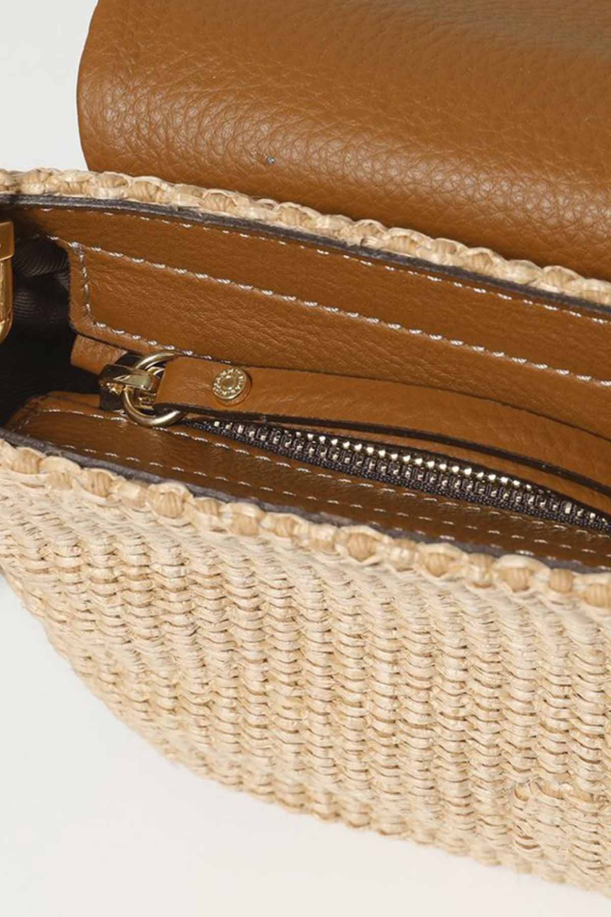 Gianni Chiarini Deri Kapaklı Hasır Örgü Diana Çanta-Libas Trendy Fashion Store