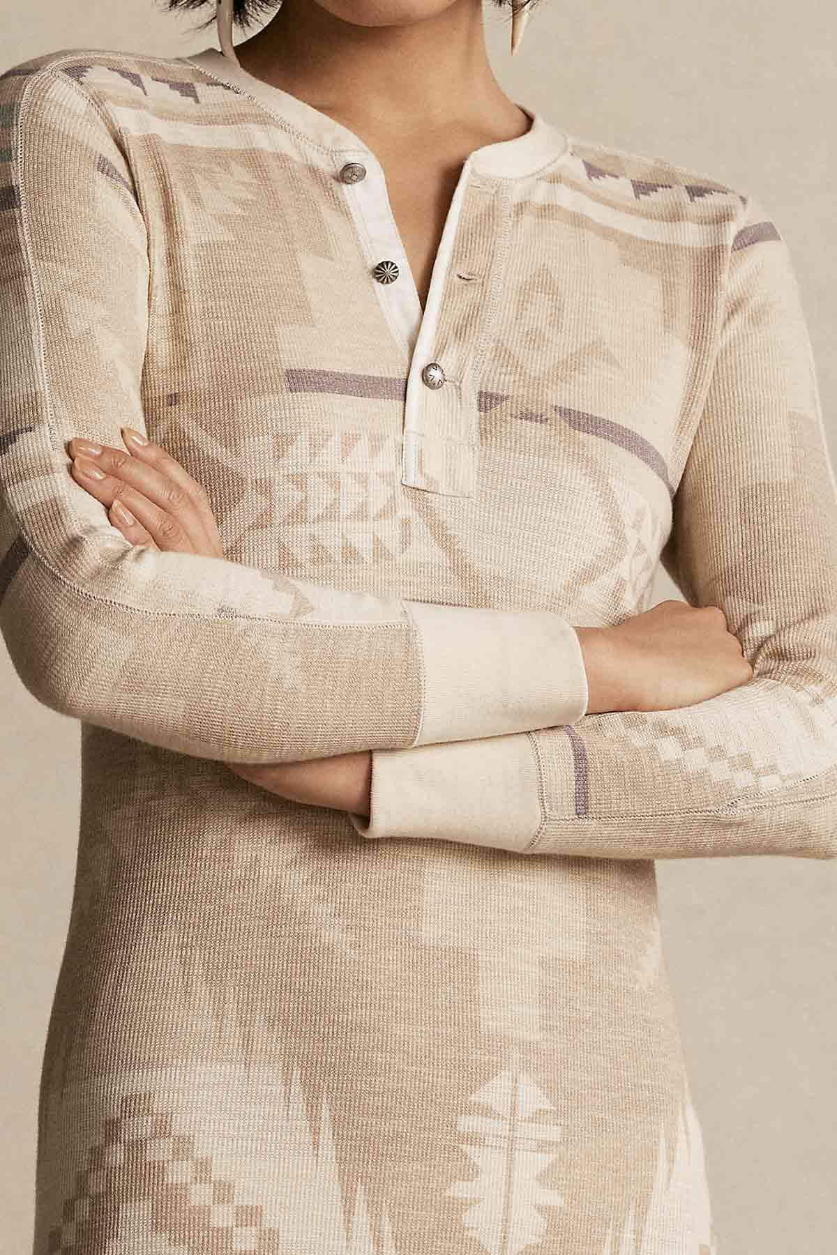 Polo Ralph Lauren Etnik Desenli Henley Maxi Elbise-Libas Trendy Fashion Store