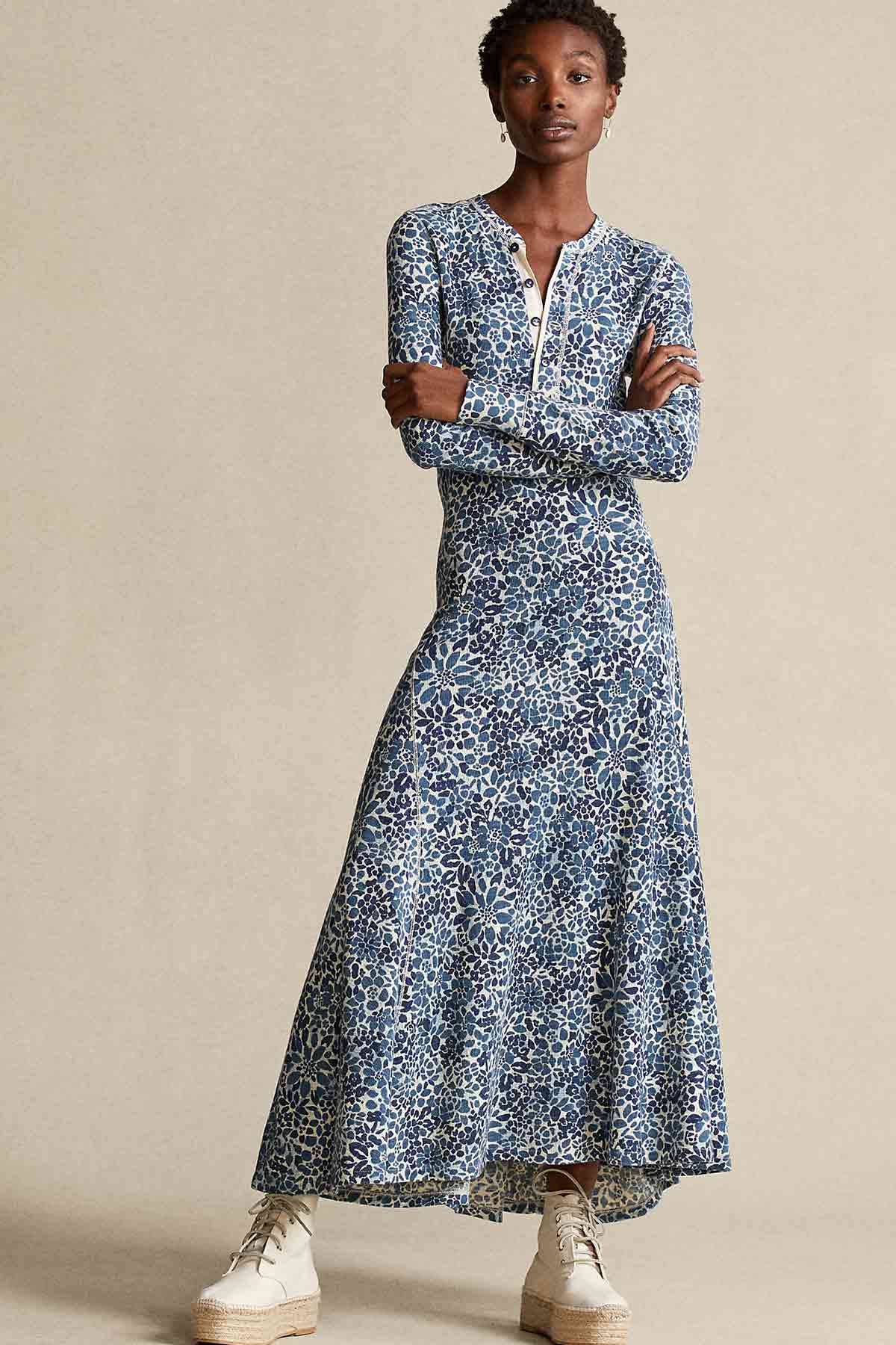 Polo Ralph Lauren Çiçek Desenli Henley Maxi Elbise-Libas Trendy Fashion Store