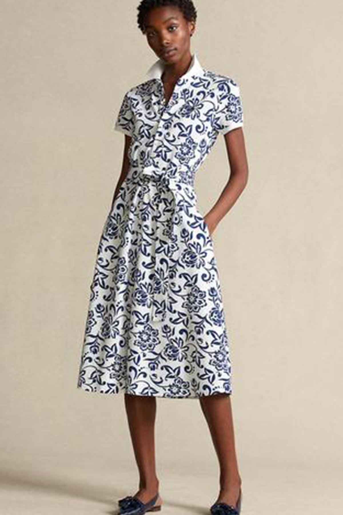 Polo Ralph Lauren Belden Kuşaklı Midi Elbise-Libas Trendy Fashion Store