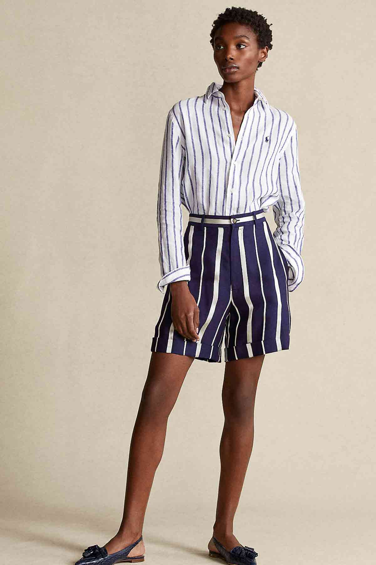 Polo Ralph Lauren Geniş Kesim Çizgili Keten Gömlek-Libas Trendy Fashion Store