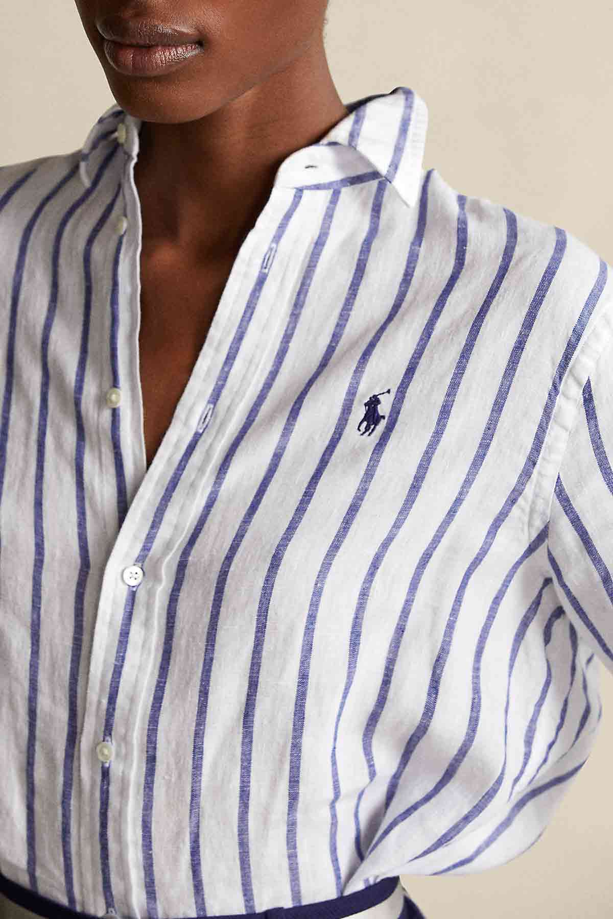 Polo Ralph Lauren Geniş Kesim Çizgili Keten Gömlek-Libas Trendy Fashion Store