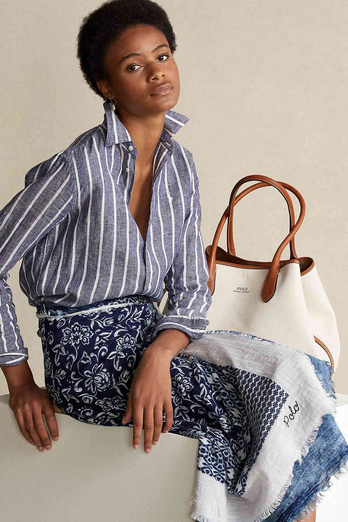 Polo Ralph Lauren Geniş Kesim Çizgili Keten Gömlek-Libas Trendy Fashion Store