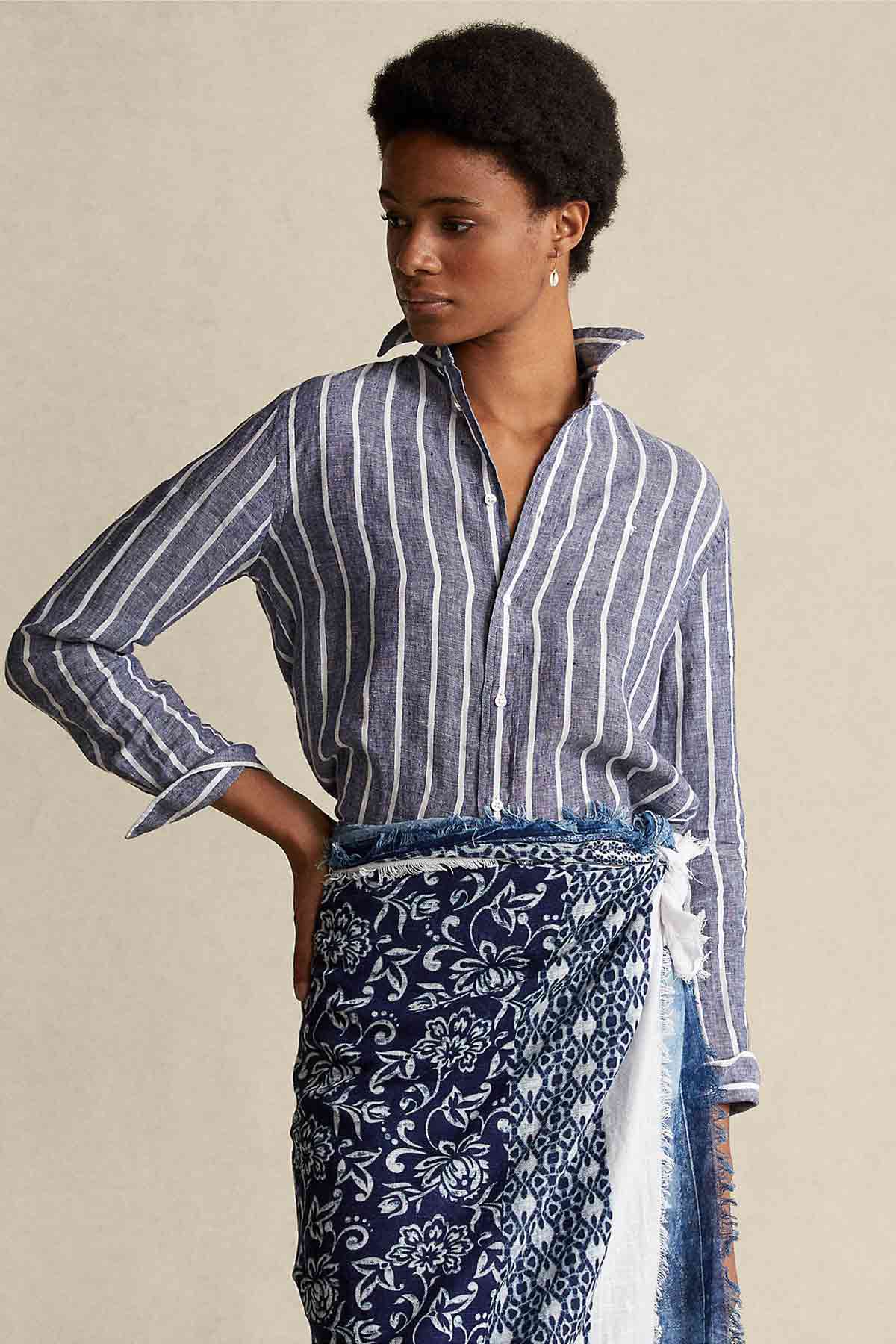 Polo Ralph Lauren Geniş Kesim Çizgili Keten Gömlek-Libas Trendy Fashion Store